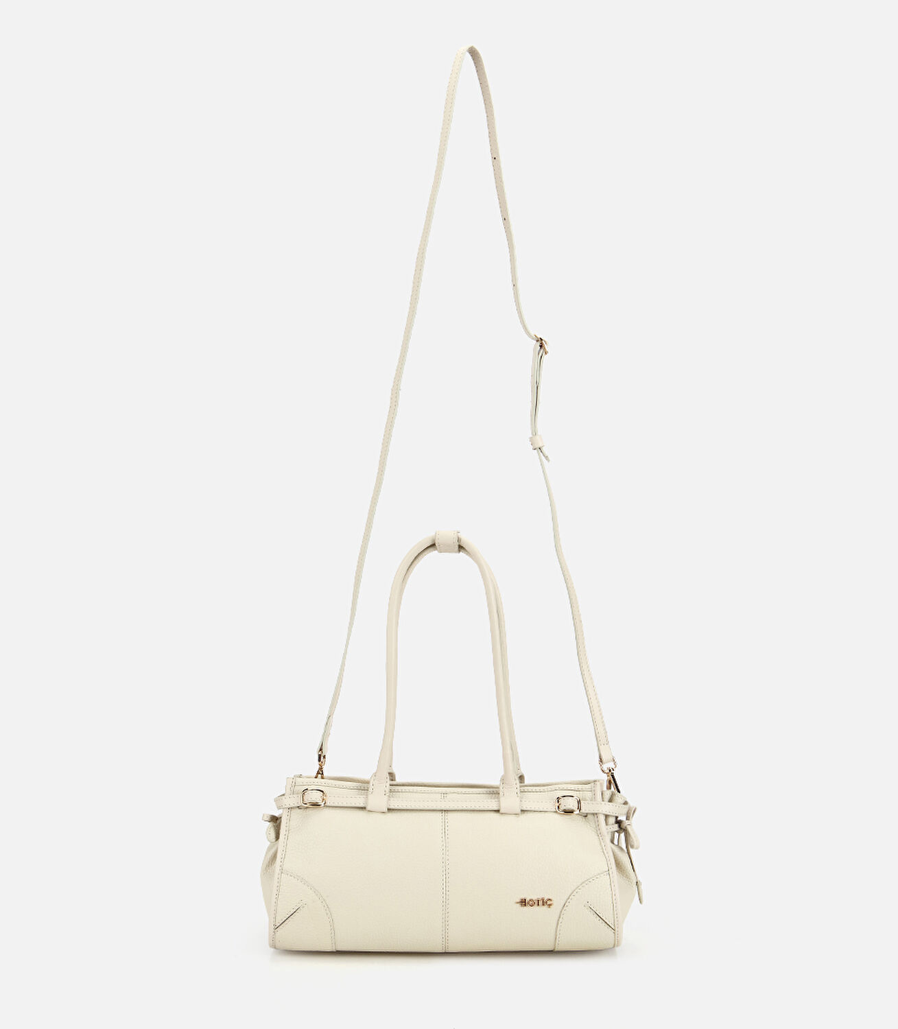 Kadın Deri Beyaz Bowling Omuz Çantası