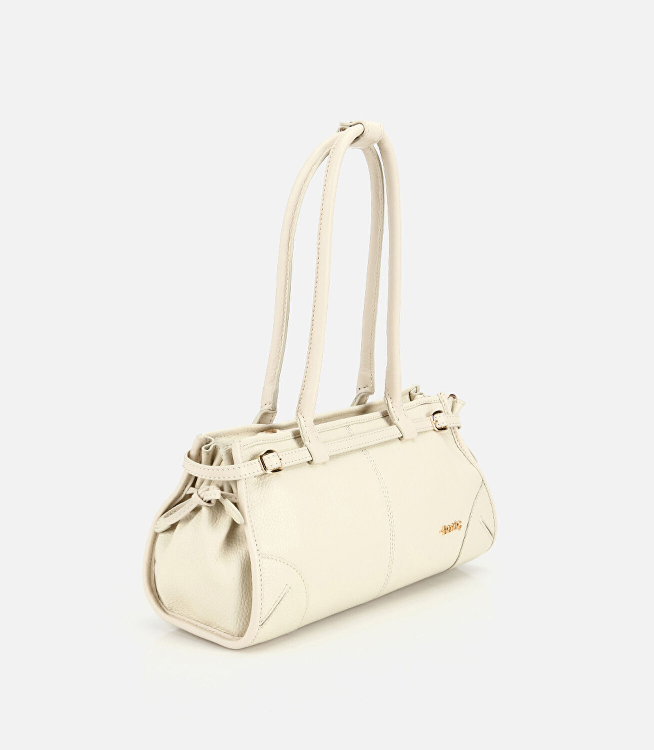 Kadın Deri Beyaz Bowling Omuz Çantası