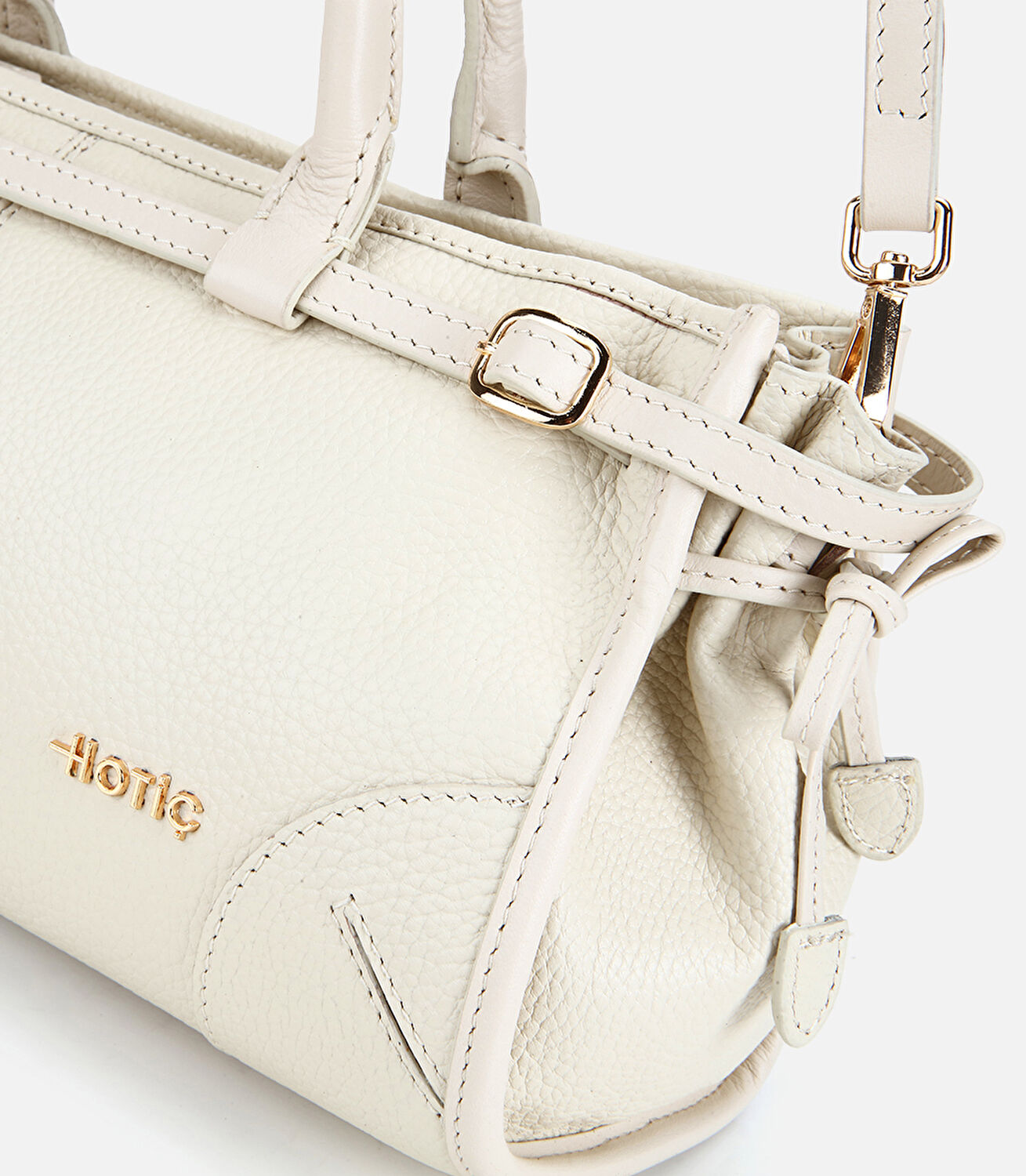 Kadın Deri Beyaz Bowling Omuz Çantası