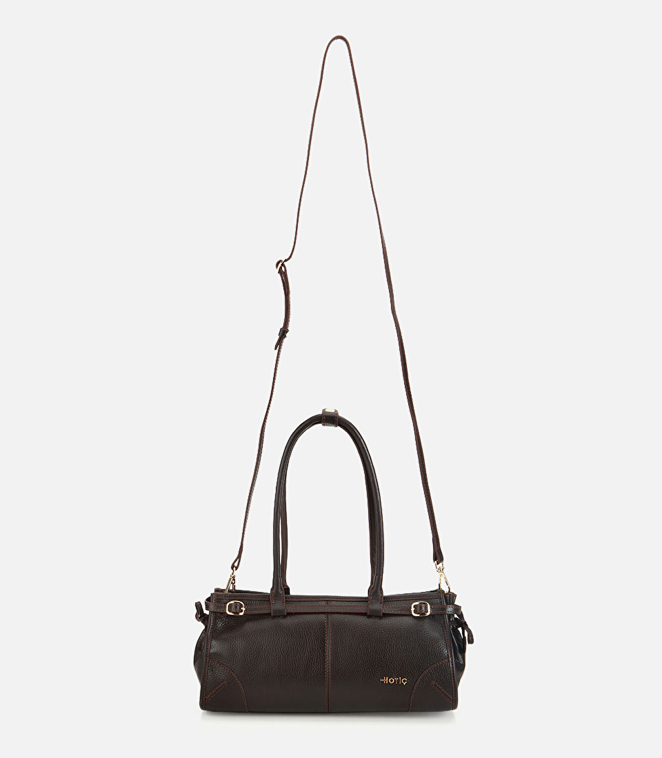 Kadın Deri Kahverengi Bowling Omuz Çantası