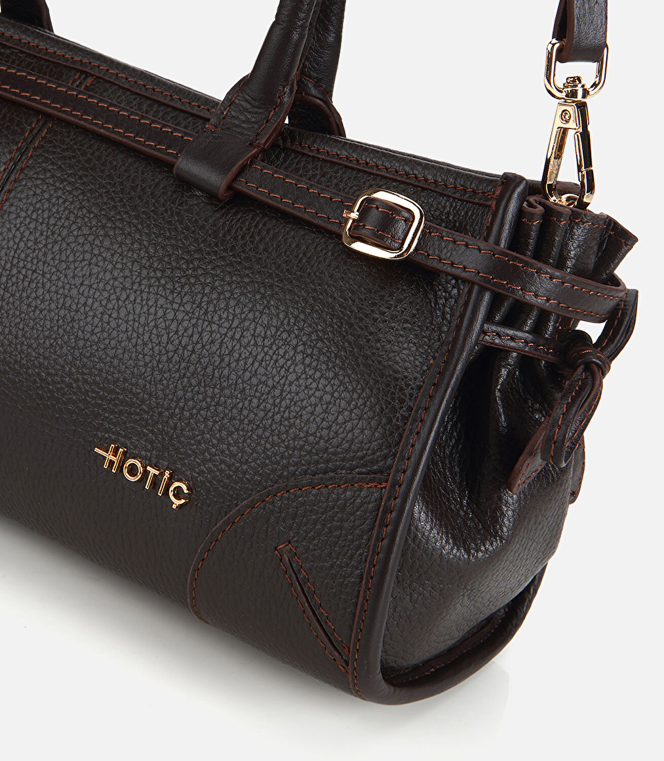 Kadın Deri Kahverengi Bowling Omuz Çantası