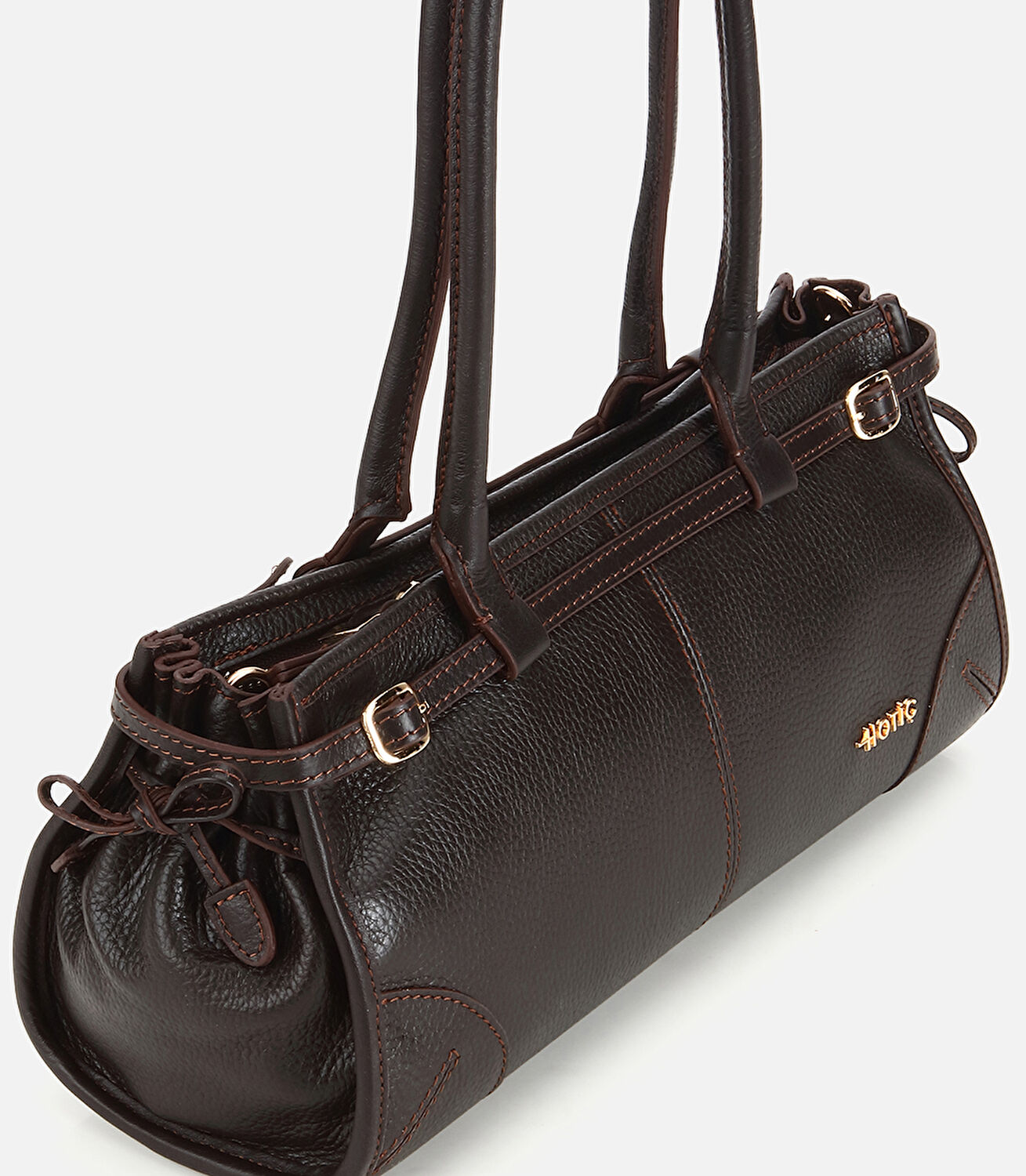 Kadın Deri Kahverengi Bowling Omuz Çantası