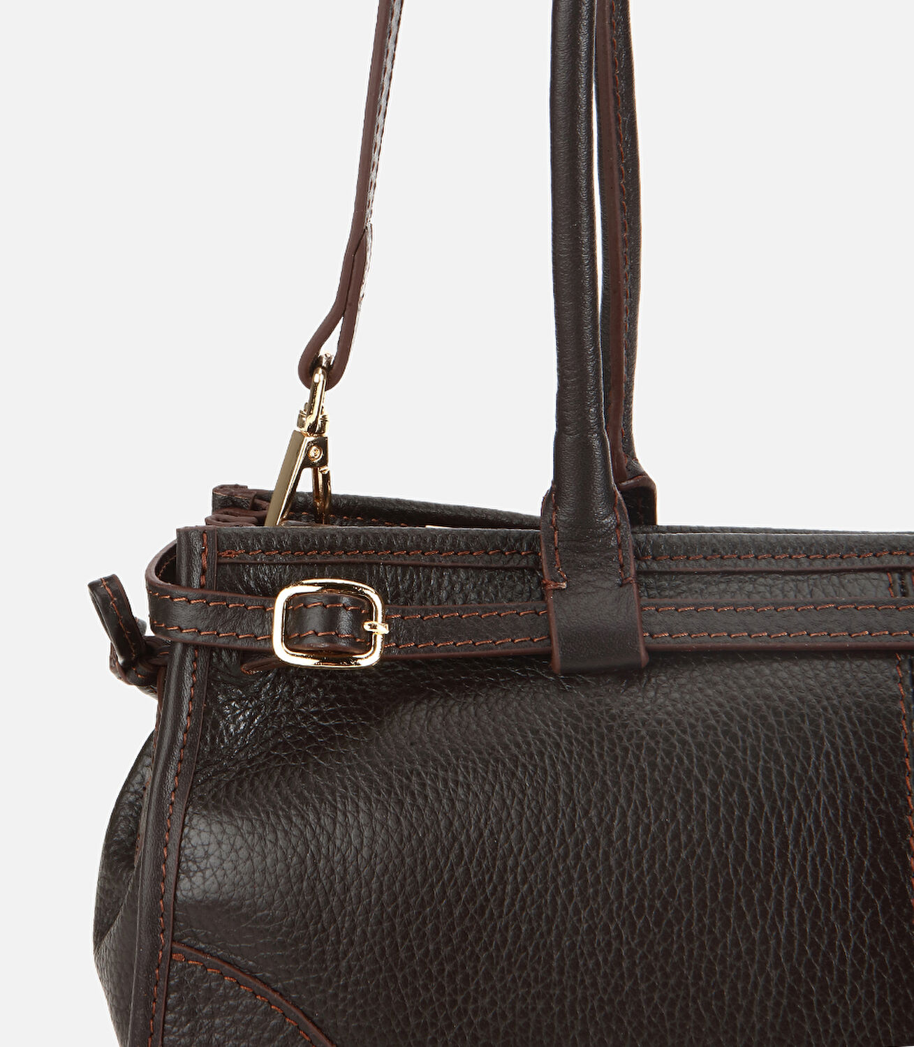 Kadın Deri Kahverengi Bowling Omuz Çantası