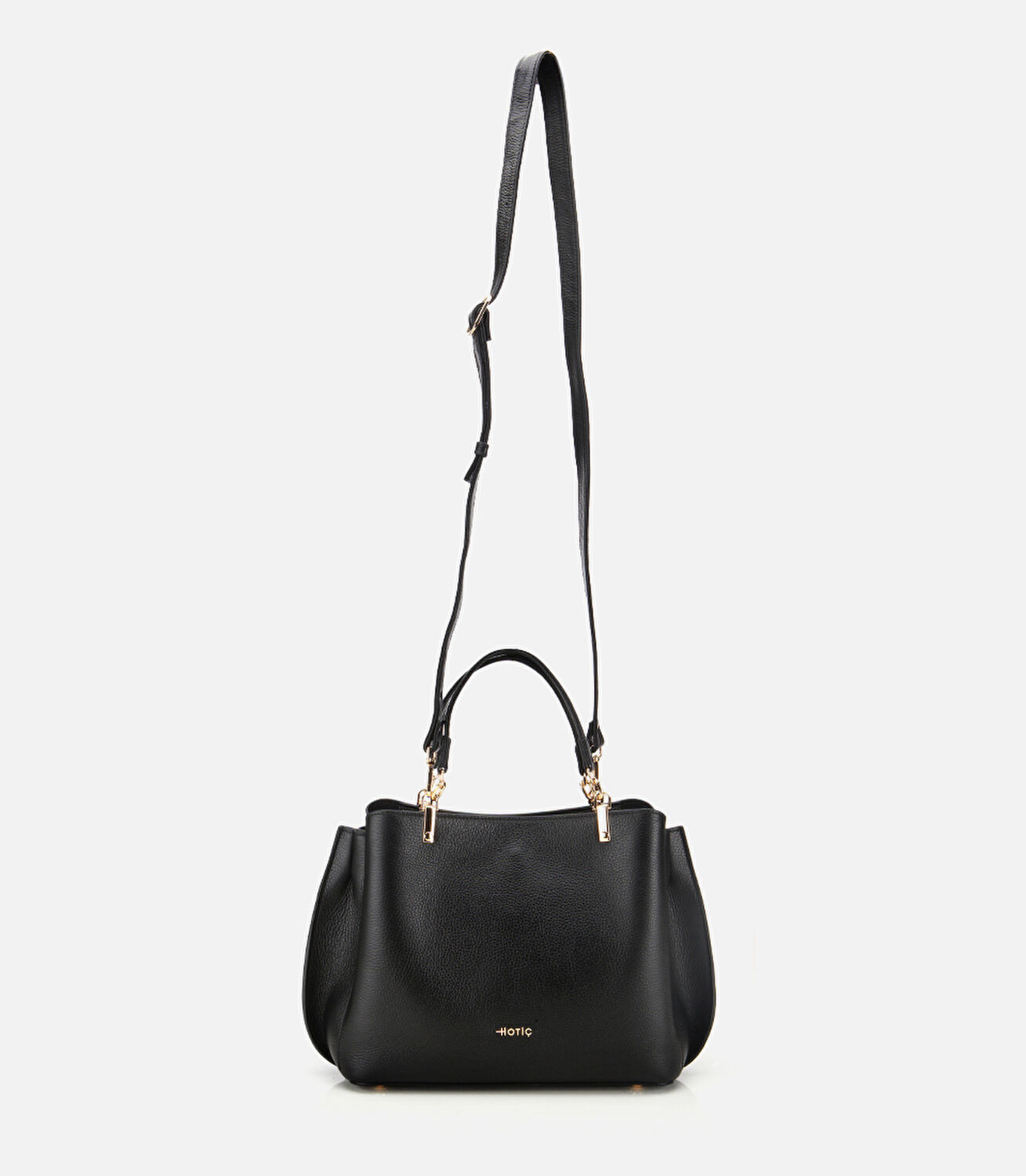 Kadın Deri Siyah Fermuarlı Omuz Çantası