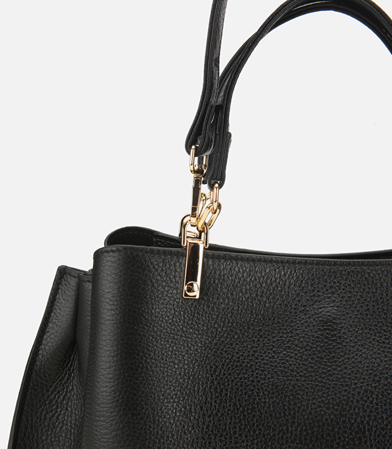 Kadın Deri Siyah Fermuarlı Omuz Çantası