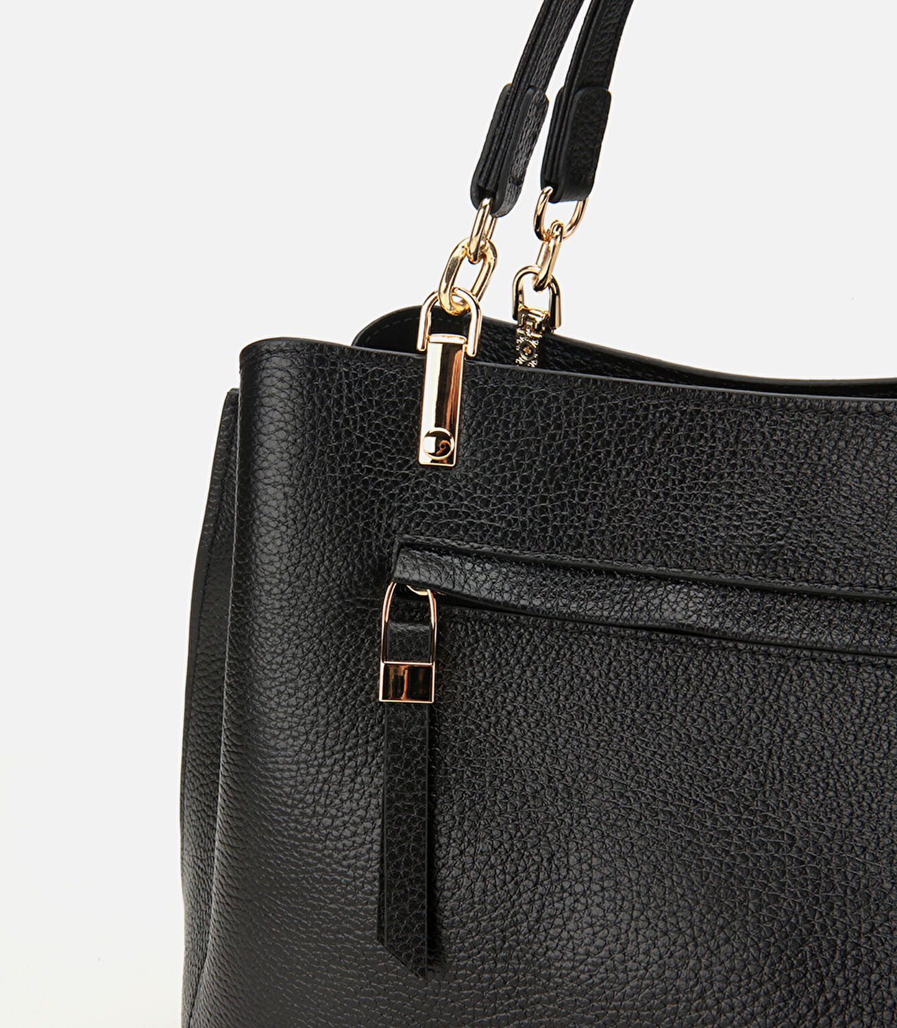 Kadın Deri Siyah Fermuarlı Omuz Çantası