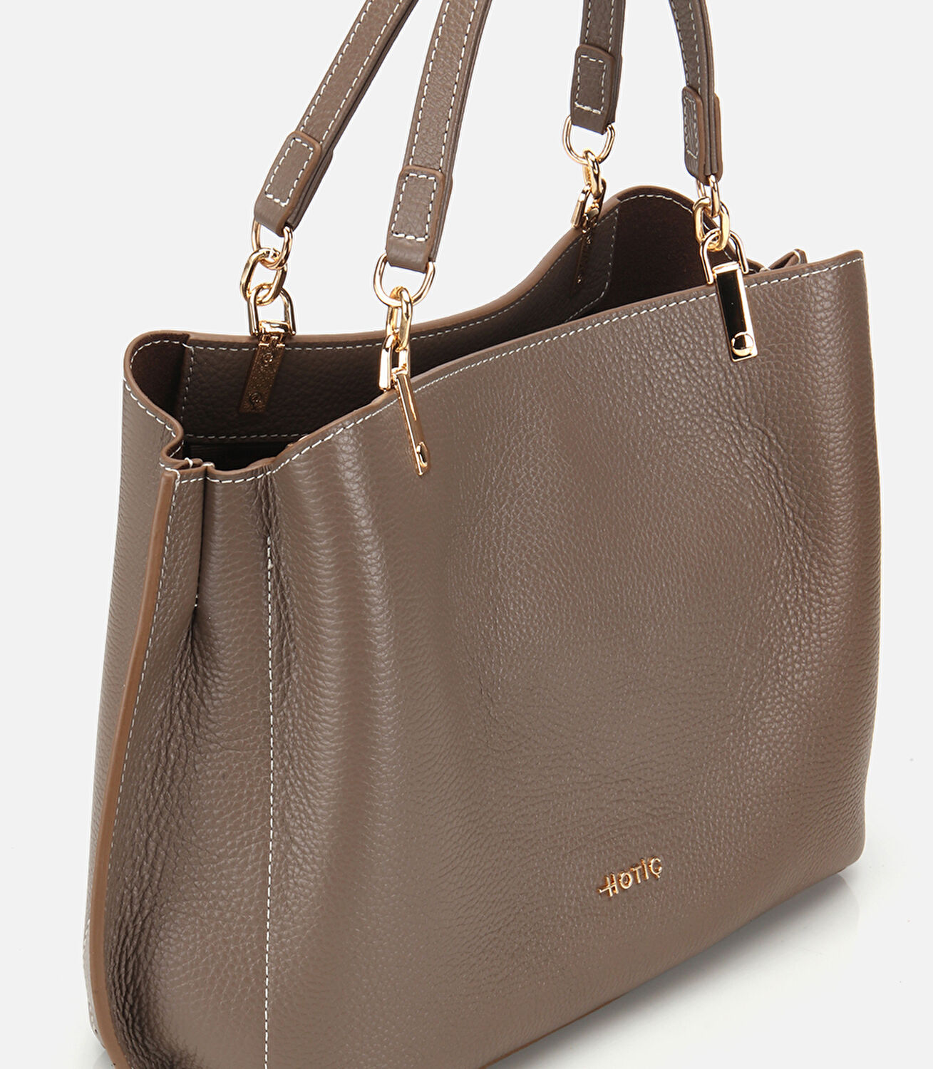 Kadın Deri Vizon Fermuarlı Omuz Çantası