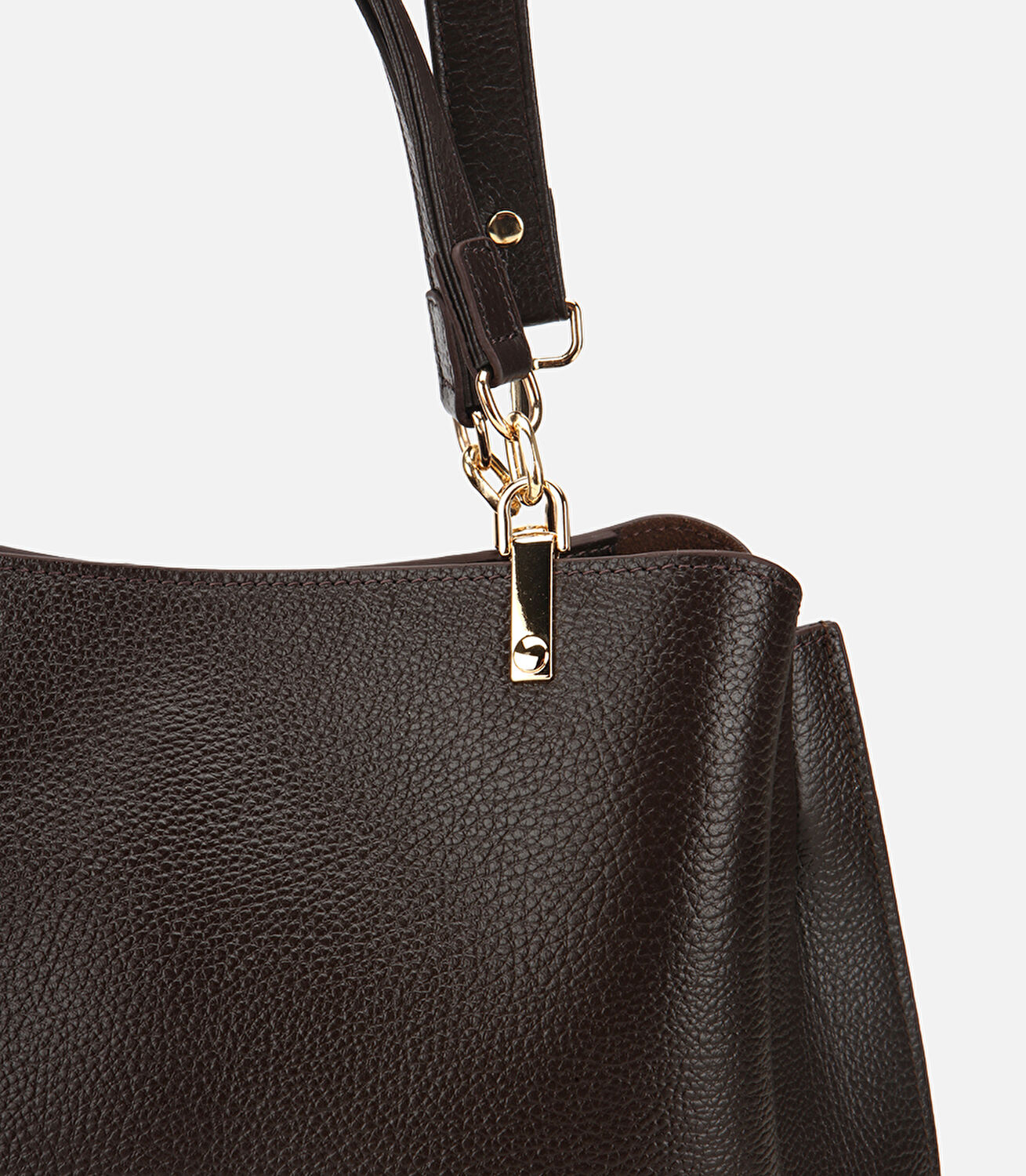 Kadın Deri Kahverengi Fermuarlı Omuz Çantası