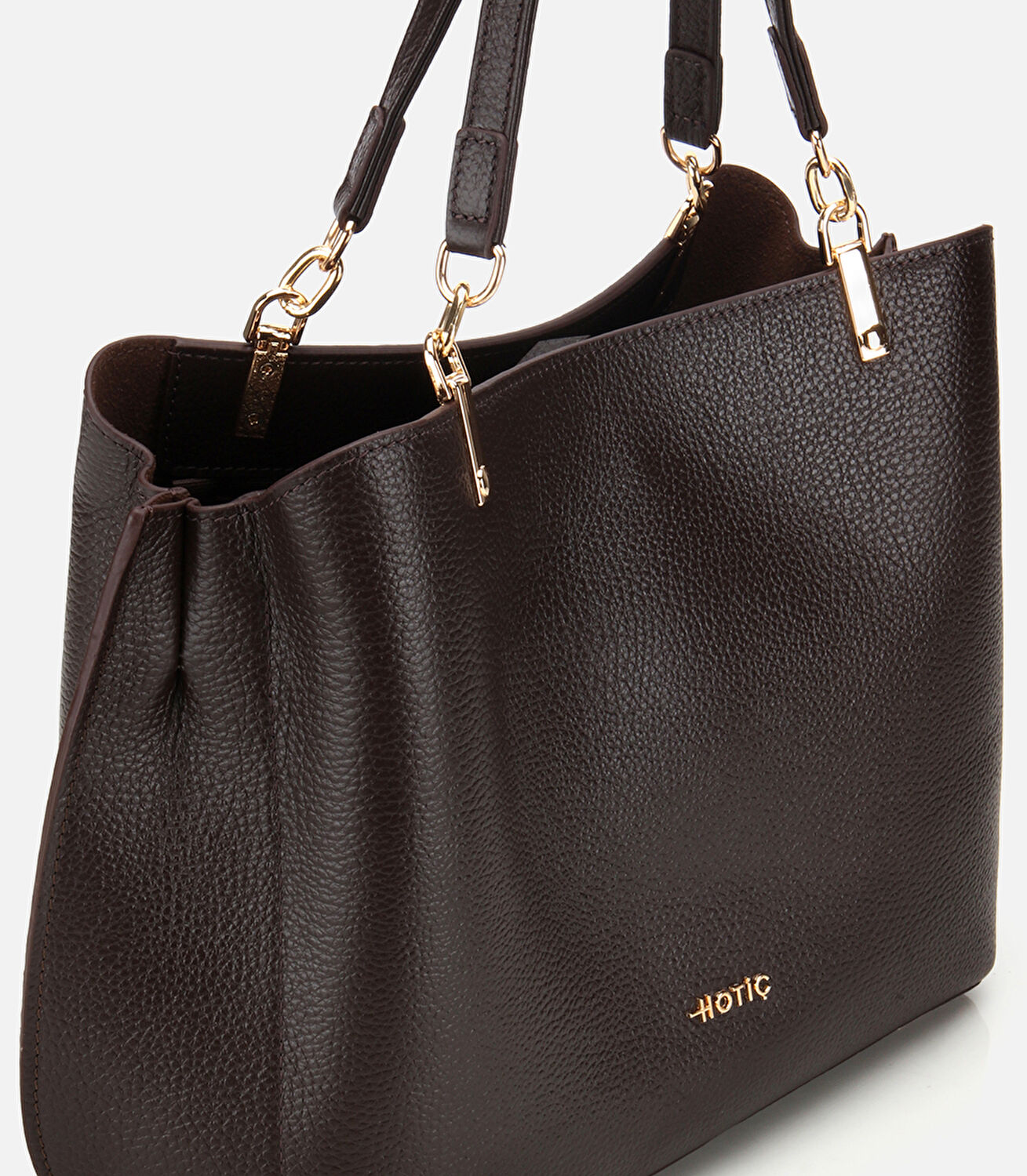 Kadın Deri Kahverengi Fermuarlı Omuz Çantası