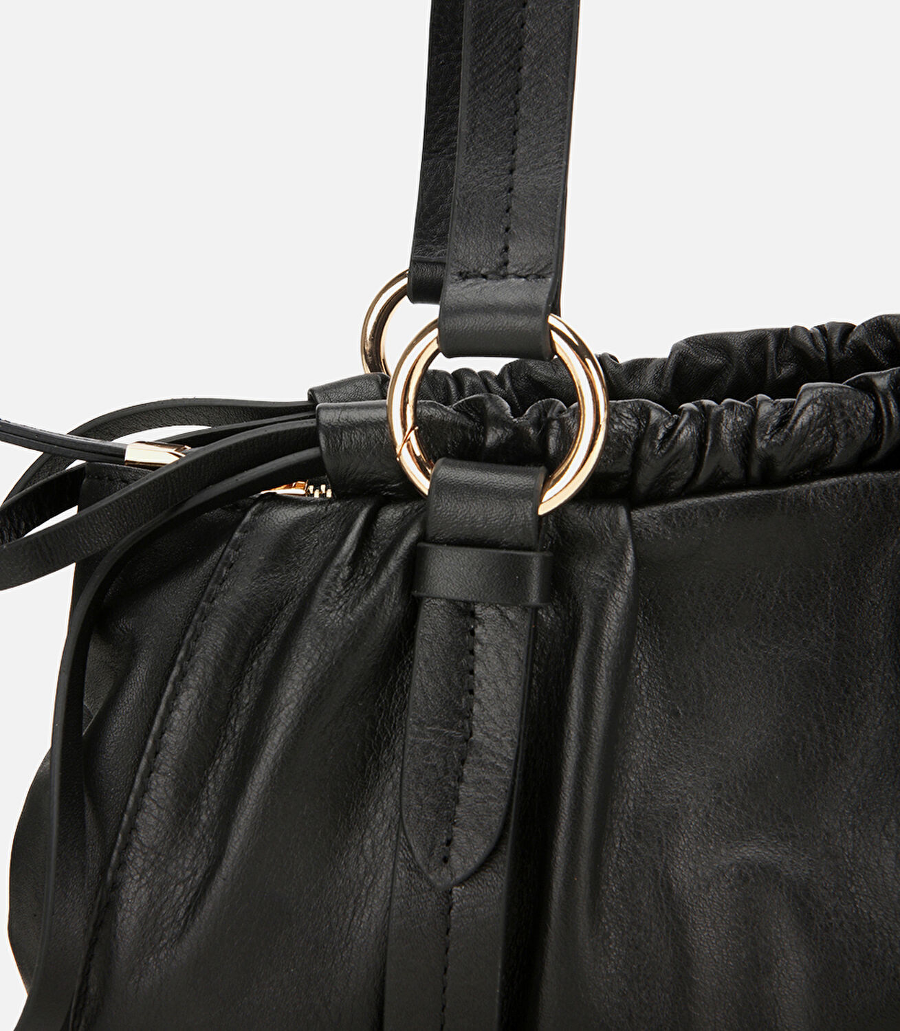 Kadın Deri Siyah Yumuşak Dokulu Bowling Omuz Çantası