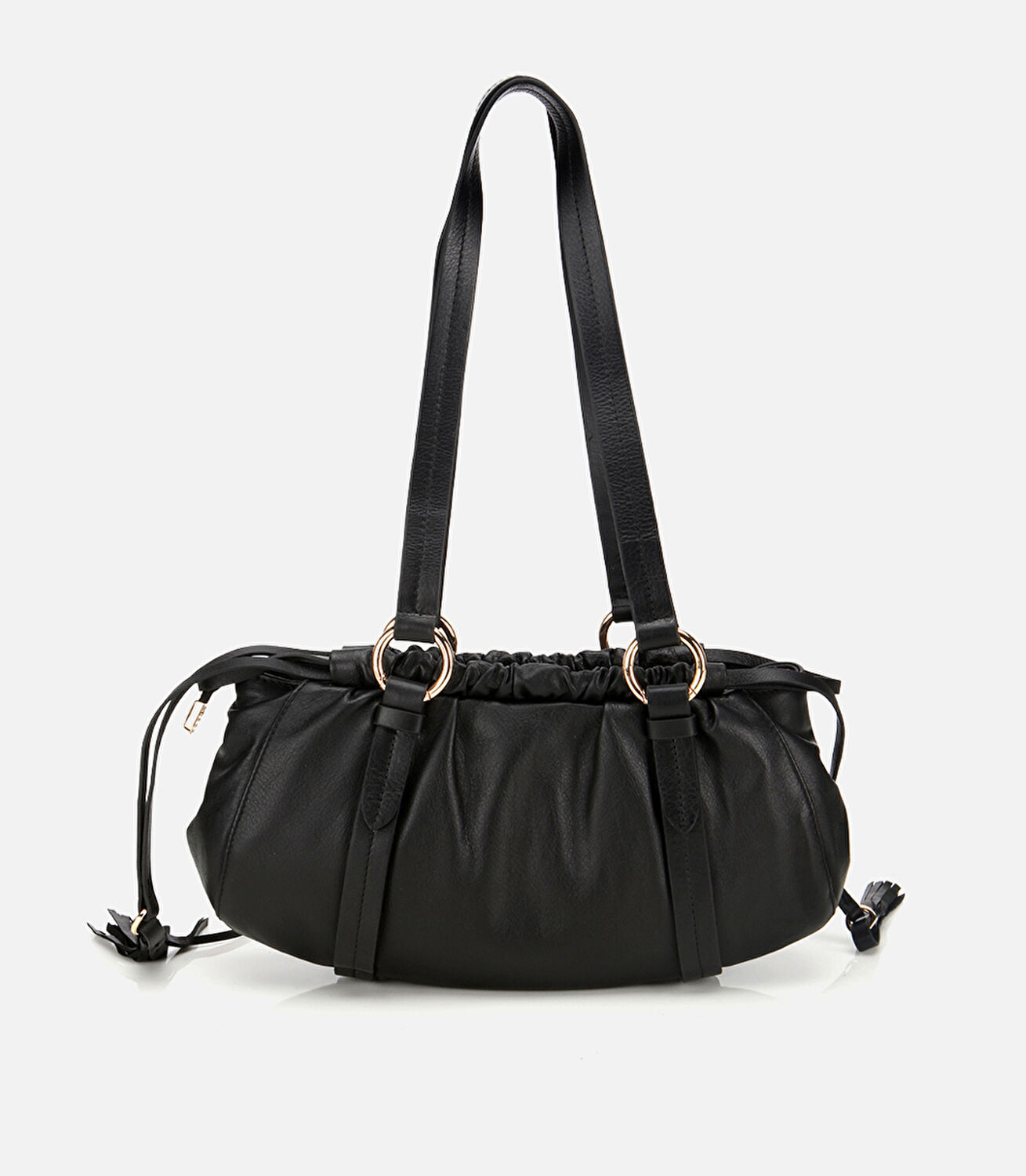 Kadın Deri Siyah Yumuşak Dokulu Bowling Omuz Çantası