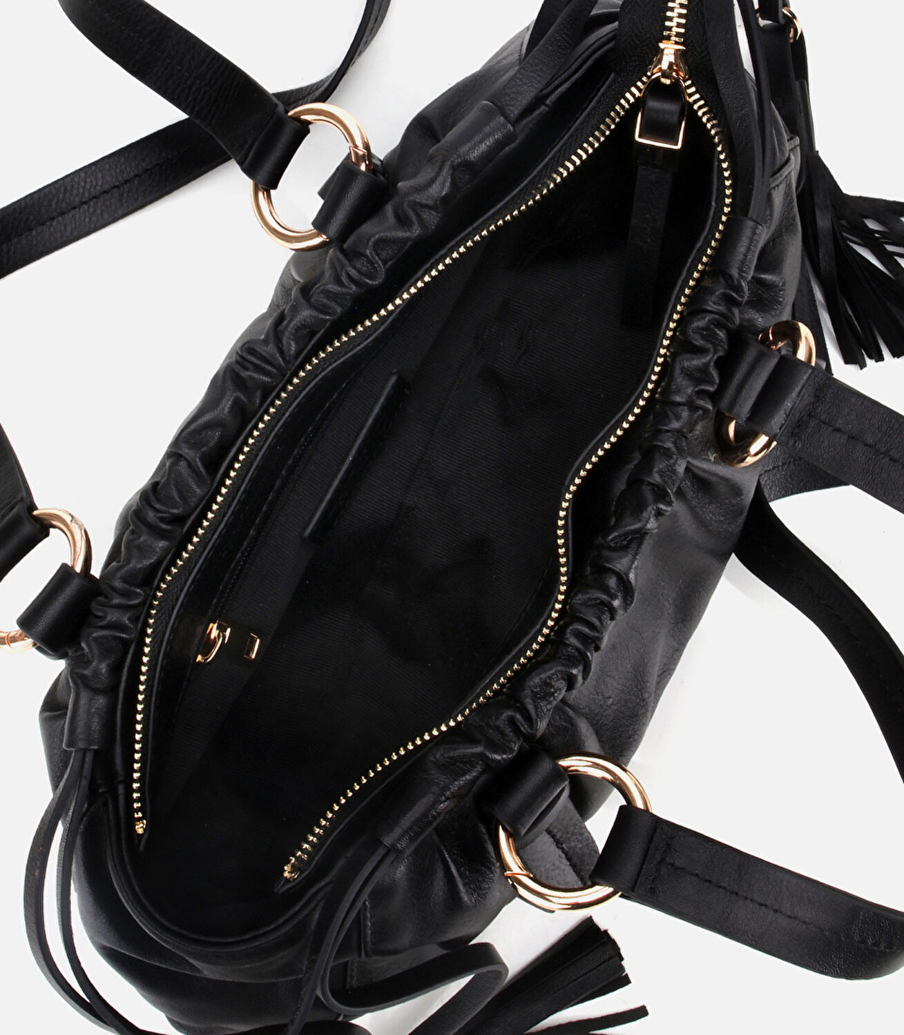 Kadın Deri Siyah Yumuşak Dokulu Bowling Omuz Çantası