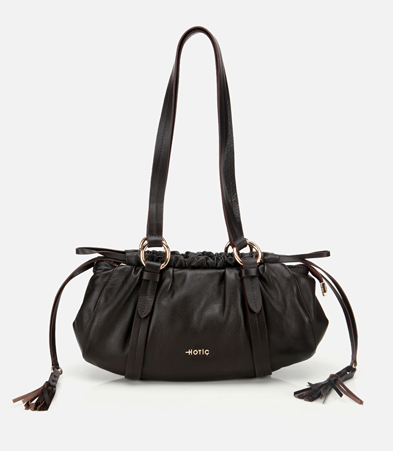 Kadın Deri Kahverengi Yumuşak Dokulu Bowling Omuz Çantası