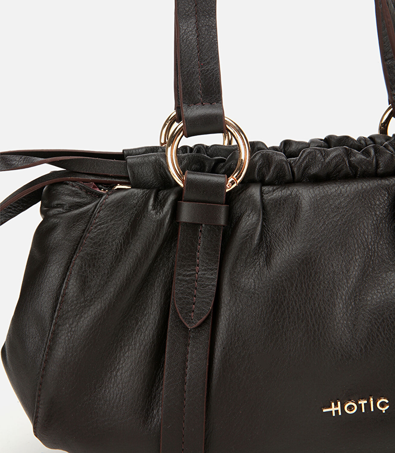 Kadın Deri Kahverengi Yumuşak Dokulu Bowling Omuz Çantası