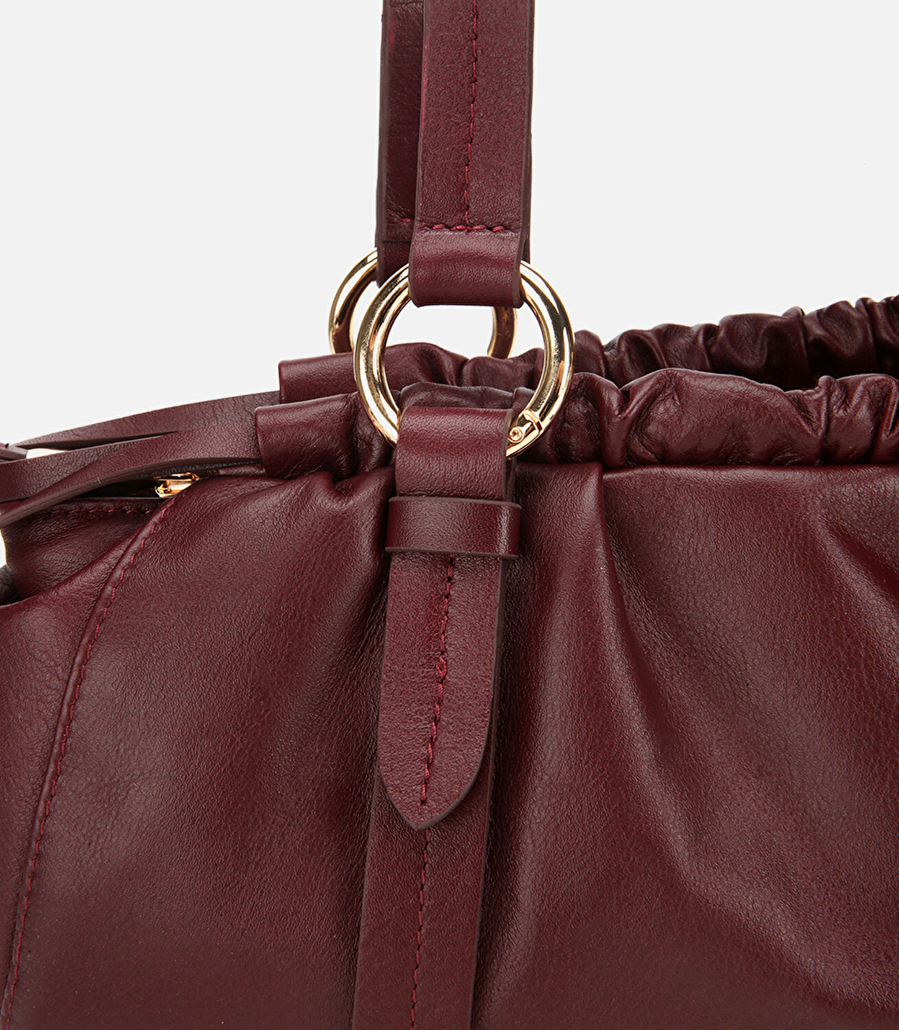 Kadın Deri Bordo Yumuşak Dokulu Bowling Omuz Çantası