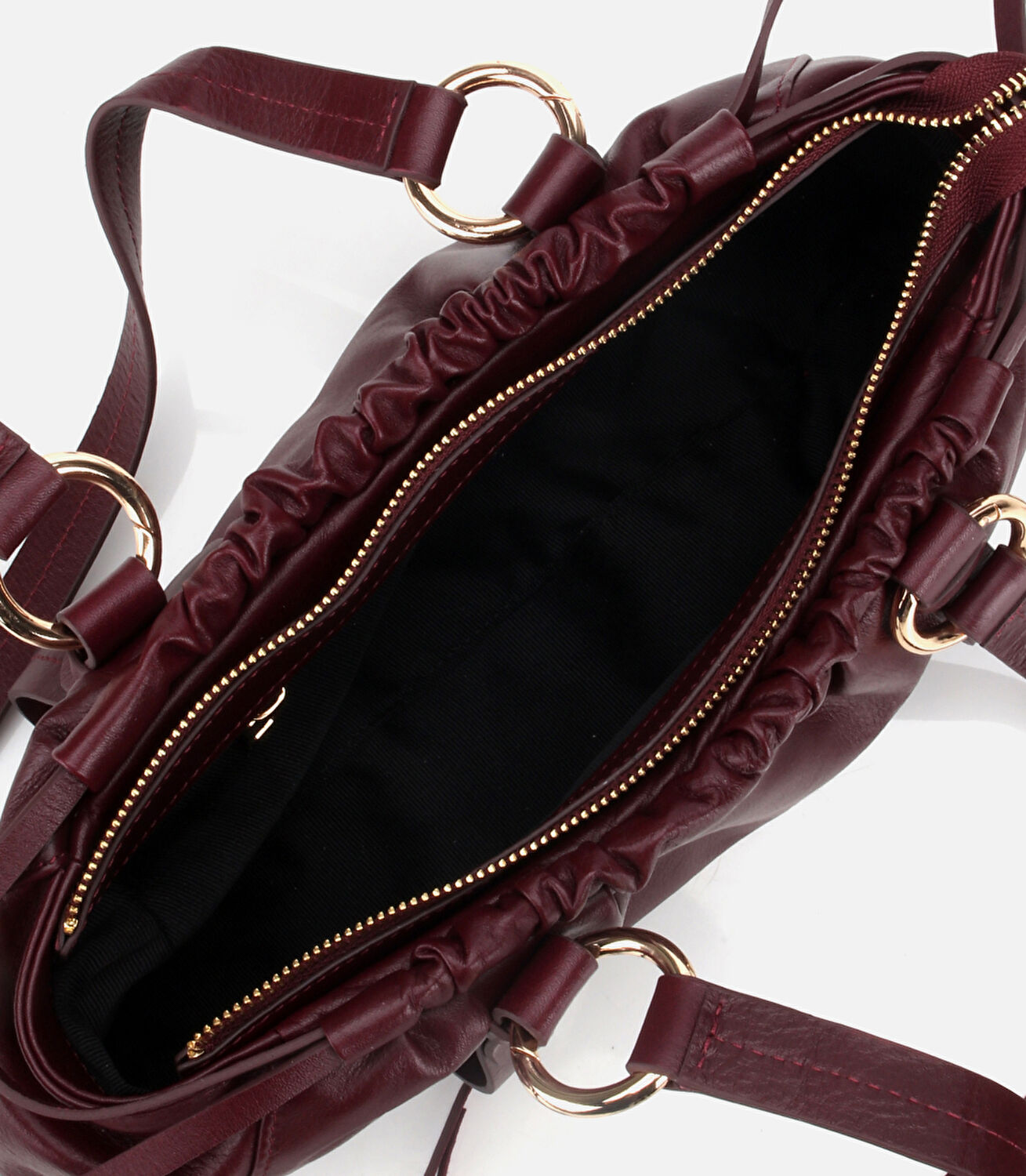 Kadın Deri Bordo Yumuşak Dokulu Bowling Omuz Çantası