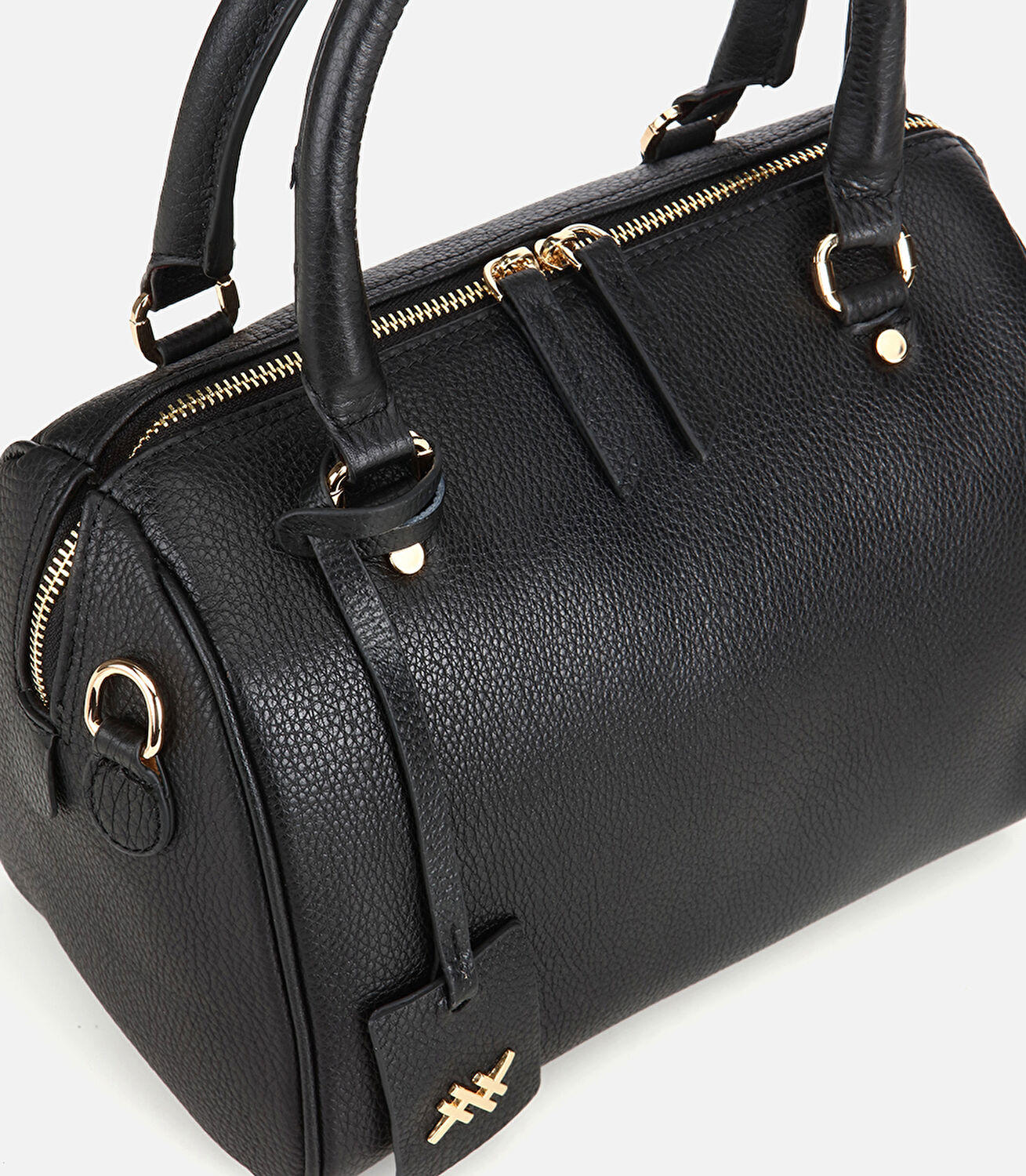 Kadın Deri Siyah Fermuarlı Omuz Çantası