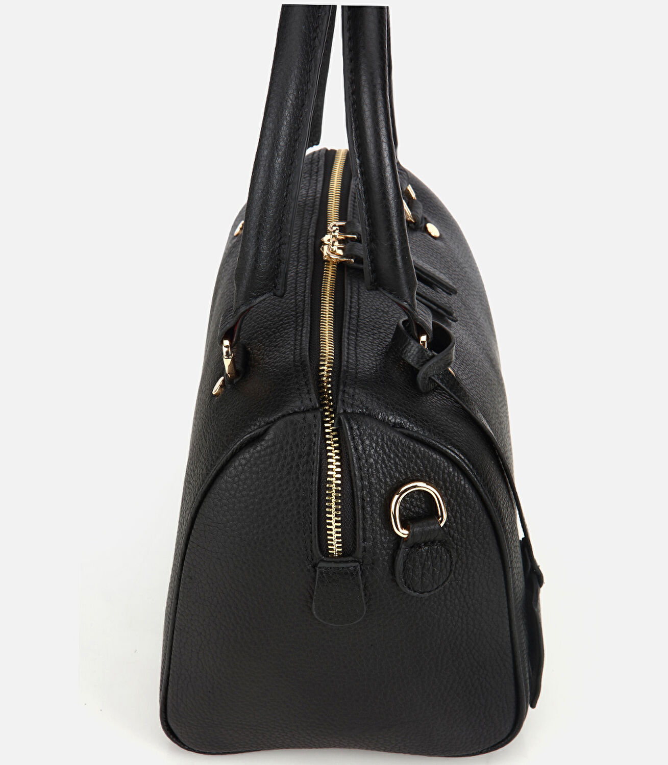 Kadın Deri Siyah Fermuarlı Omuz Çantası