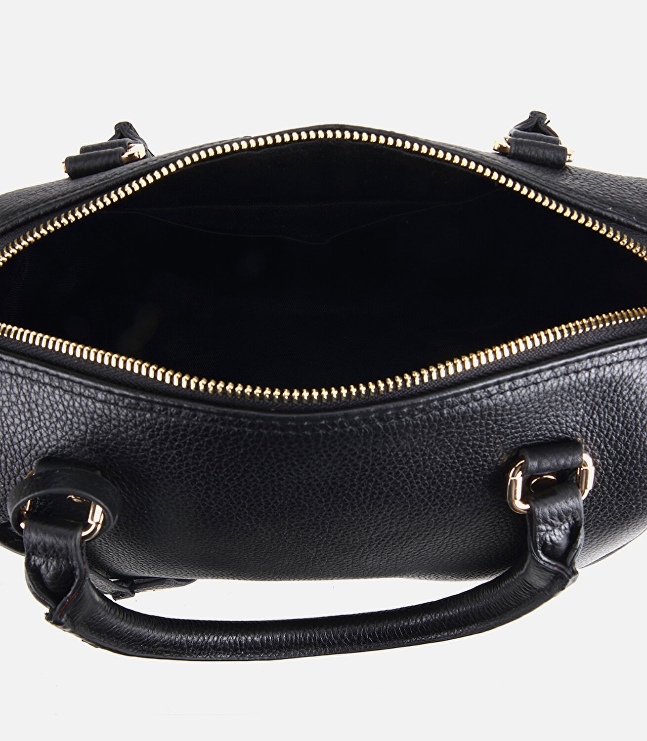 Kadın Deri Siyah Fermuarlı Omuz Çantası