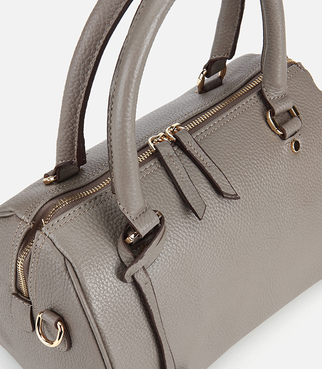 Kadın Deri Vizon Fermuarlı Omuz Çantası