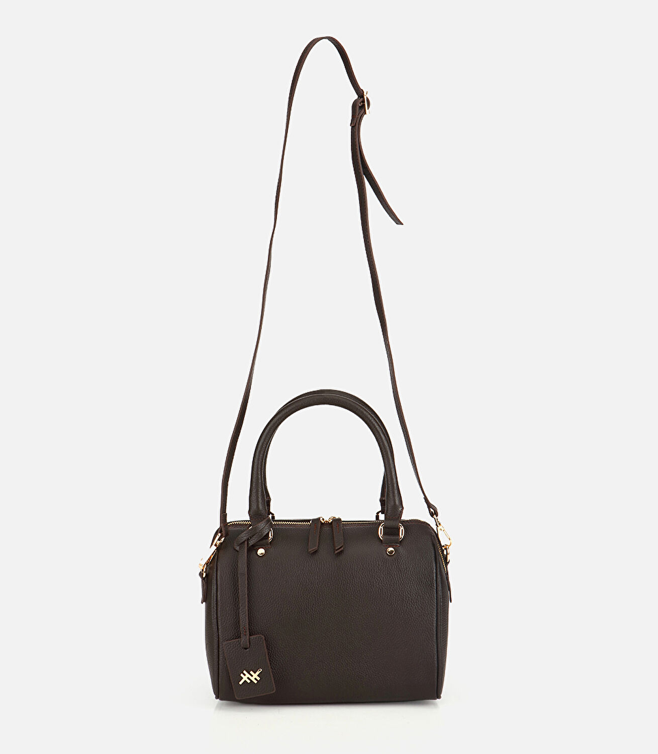 Kadın Deri Kahverengi Fermuarlı Omuz Çantası