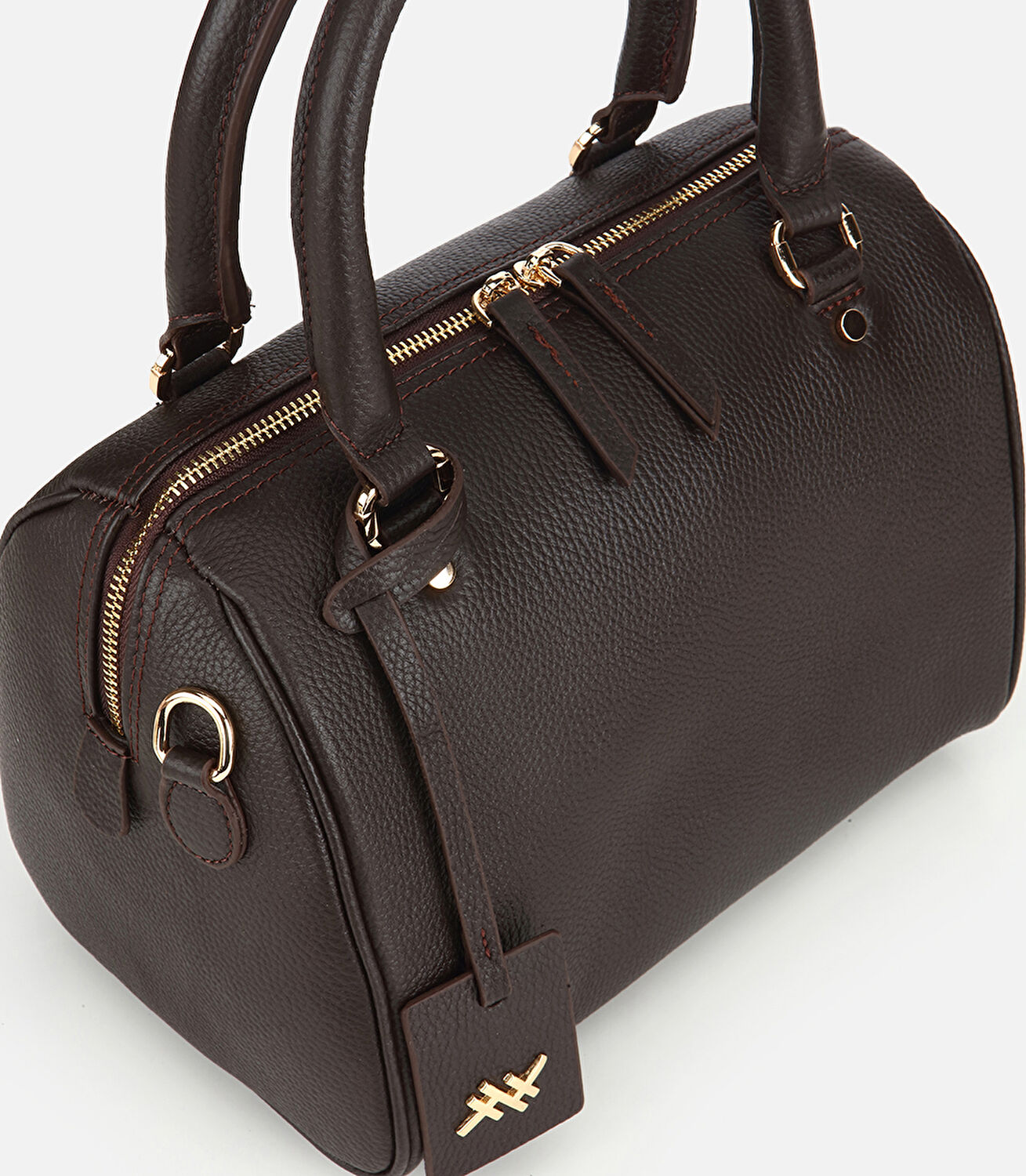 Kadın Deri Kahverengi Fermuarlı Omuz Çantası