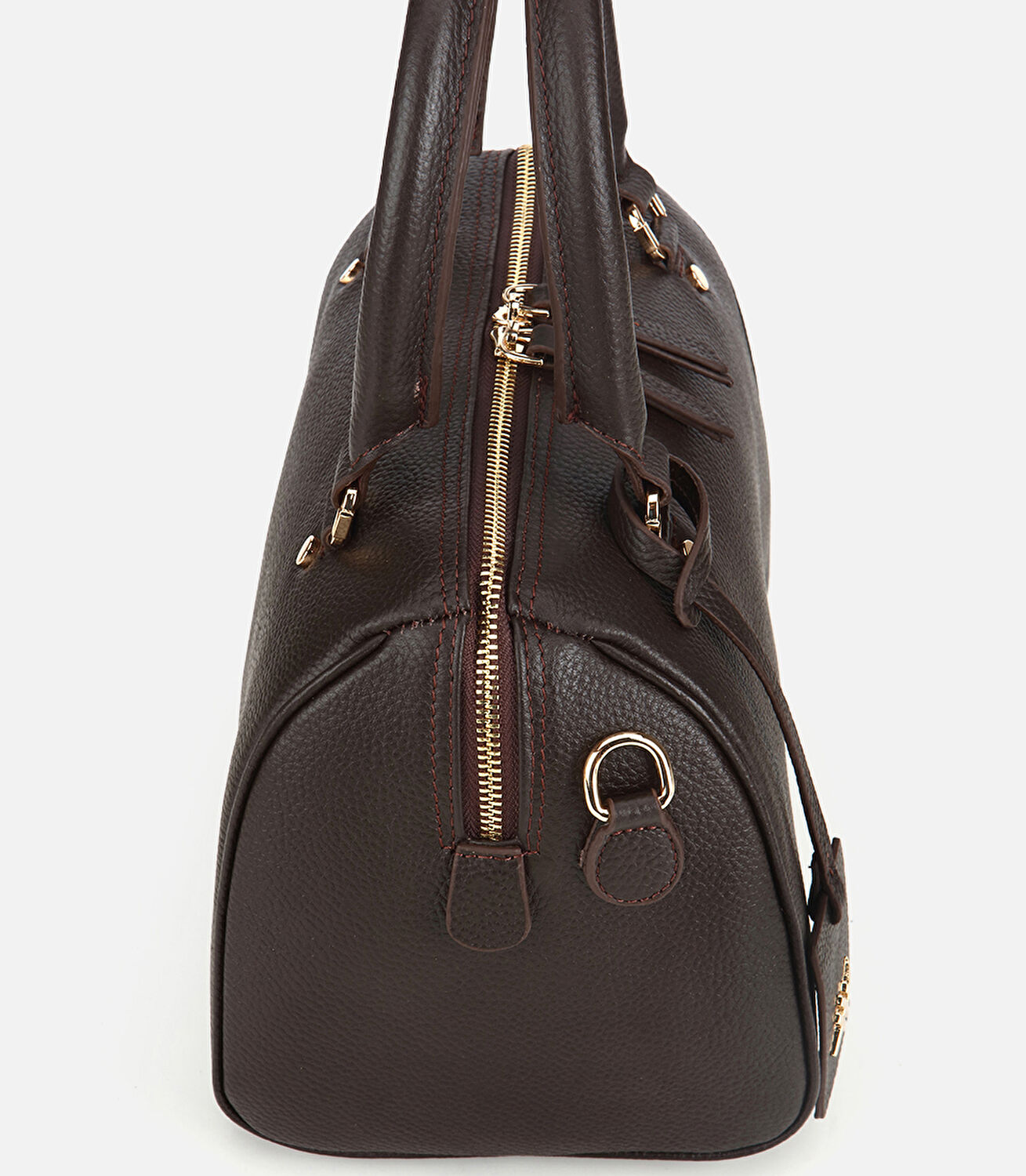 Kadın Deri Kahverengi Fermuarlı Omuz Çantası