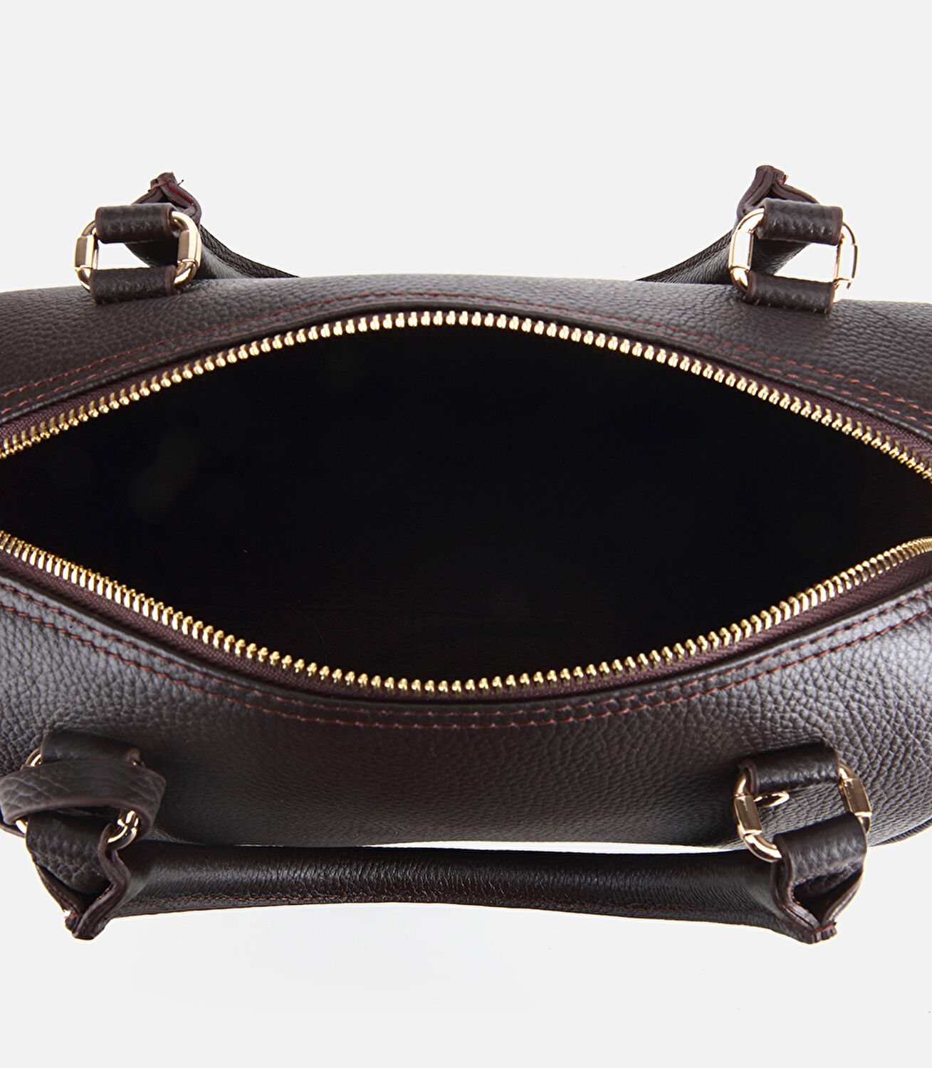 Kadın Deri Kahverengi Fermuarlı Omuz Çantası