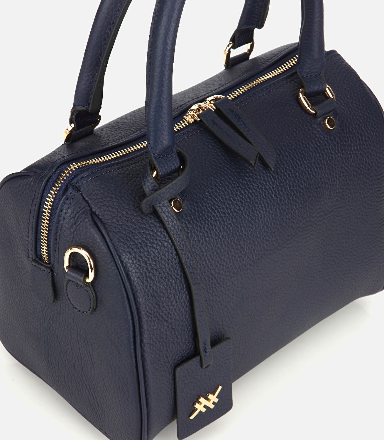 Kadın Deri Lacivert Fermuarlı Omuz Çantası