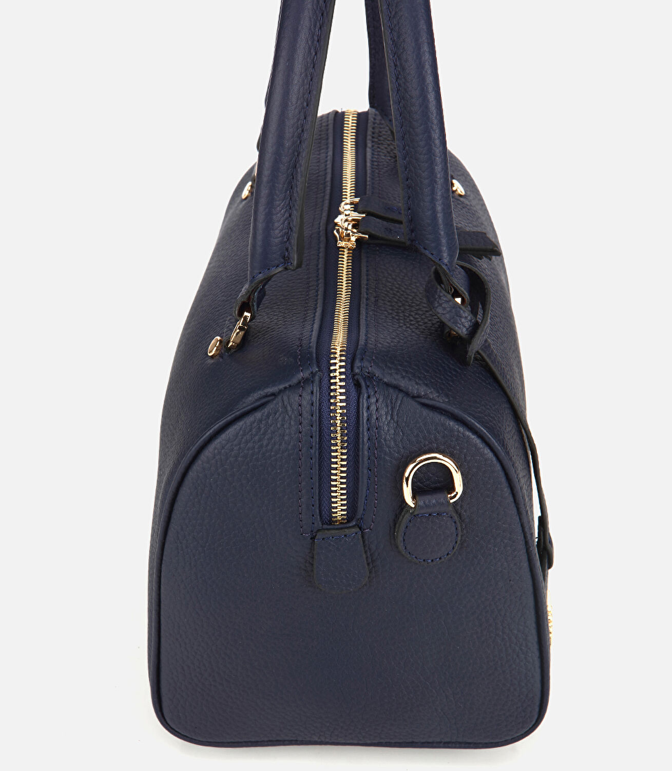 Kadın Deri Lacivert Fermuarlı Omuz Çantası