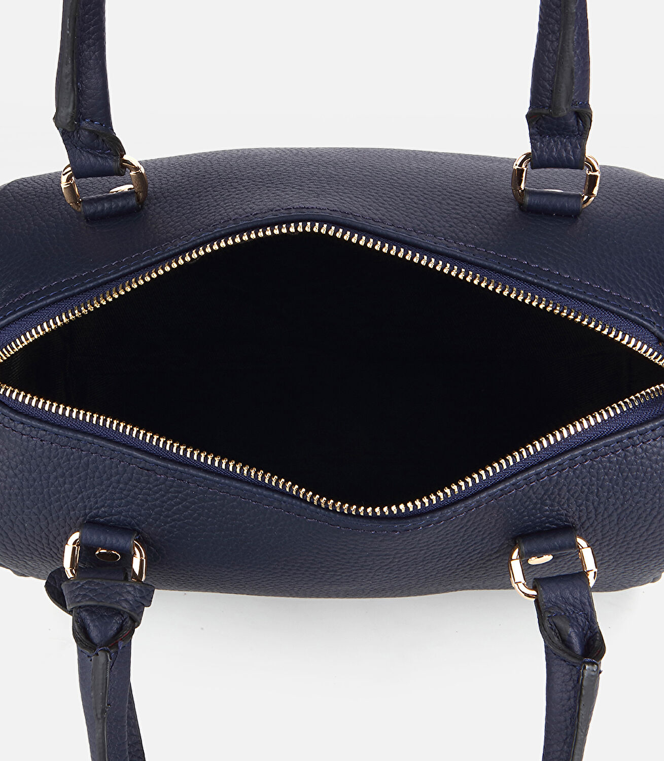 Kadın Deri Lacivert Fermuarlı Omuz Çantası