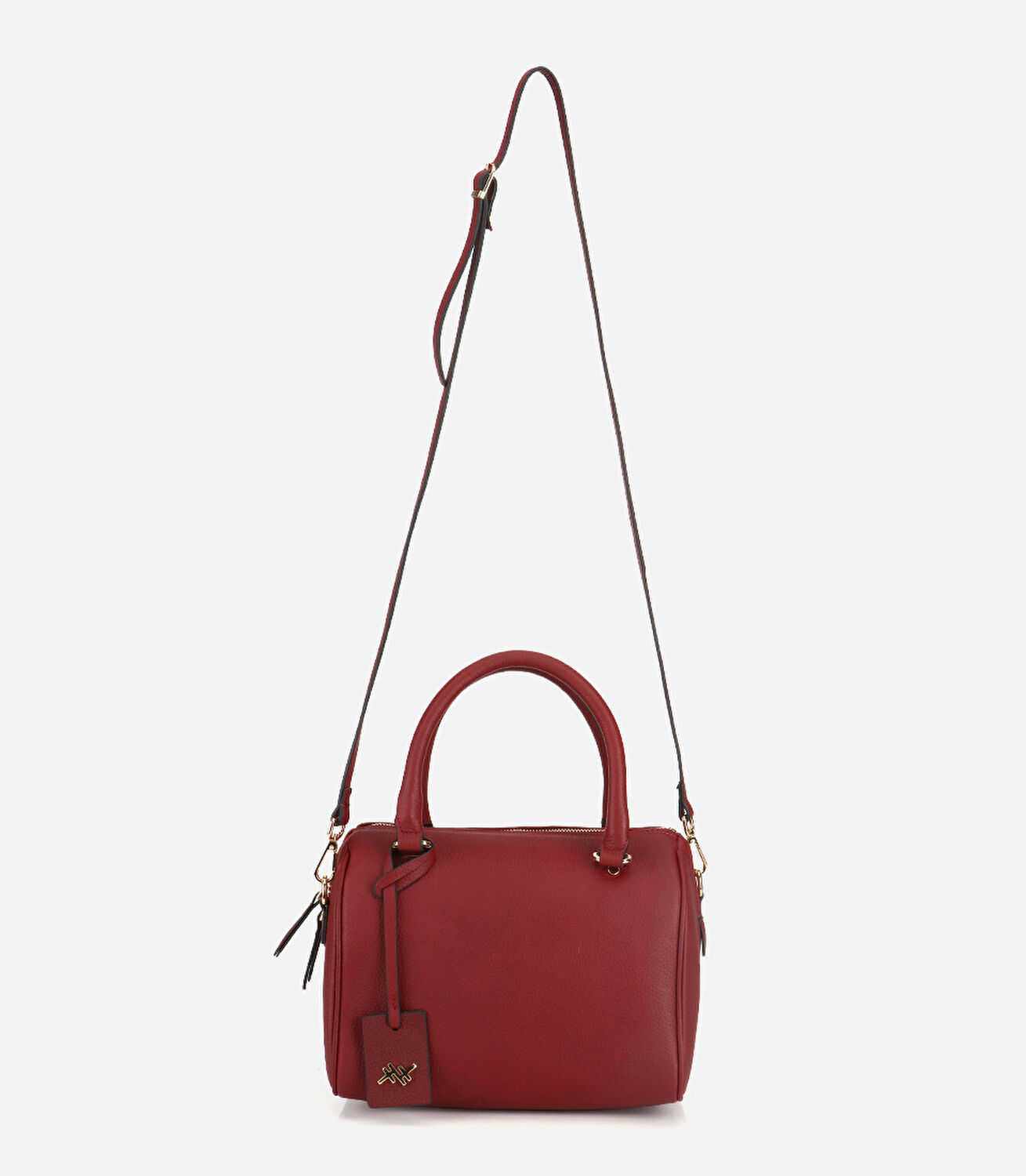 Kadın Deri Bordo Fermuarlı Omuz Çantası