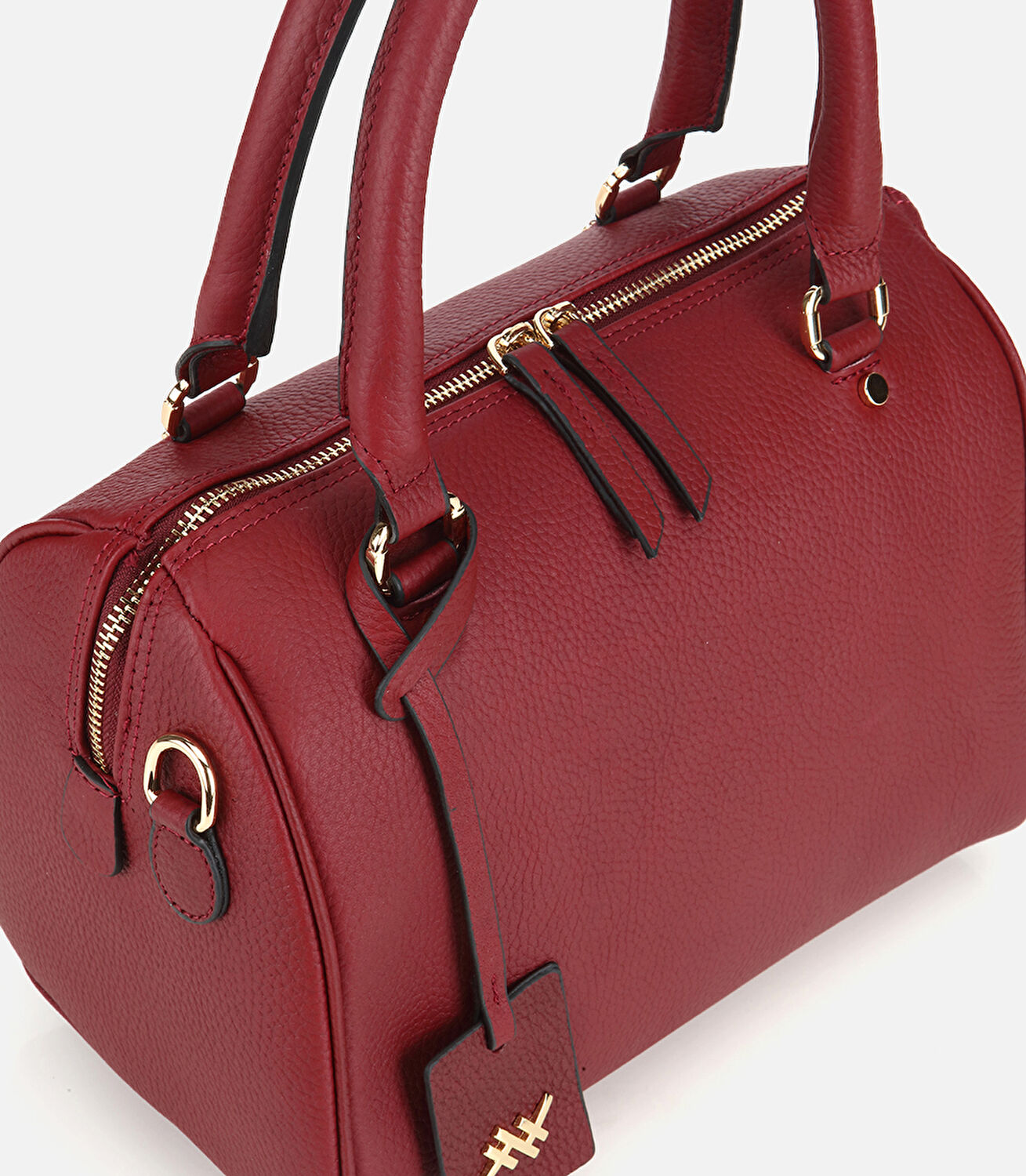 Kadın Deri Bordo Fermuarlı Omuz Çantası