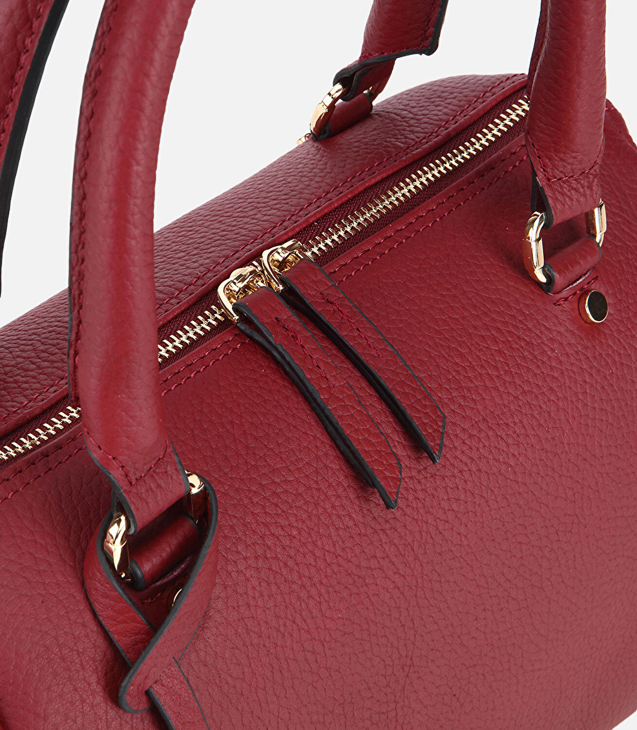 Kadın Deri Bordo Fermuarlı Omuz Çantası