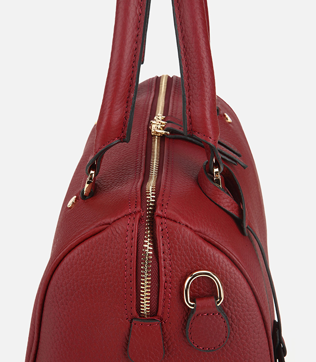 Kadın Deri Bordo Fermuarlı Omuz Çantası