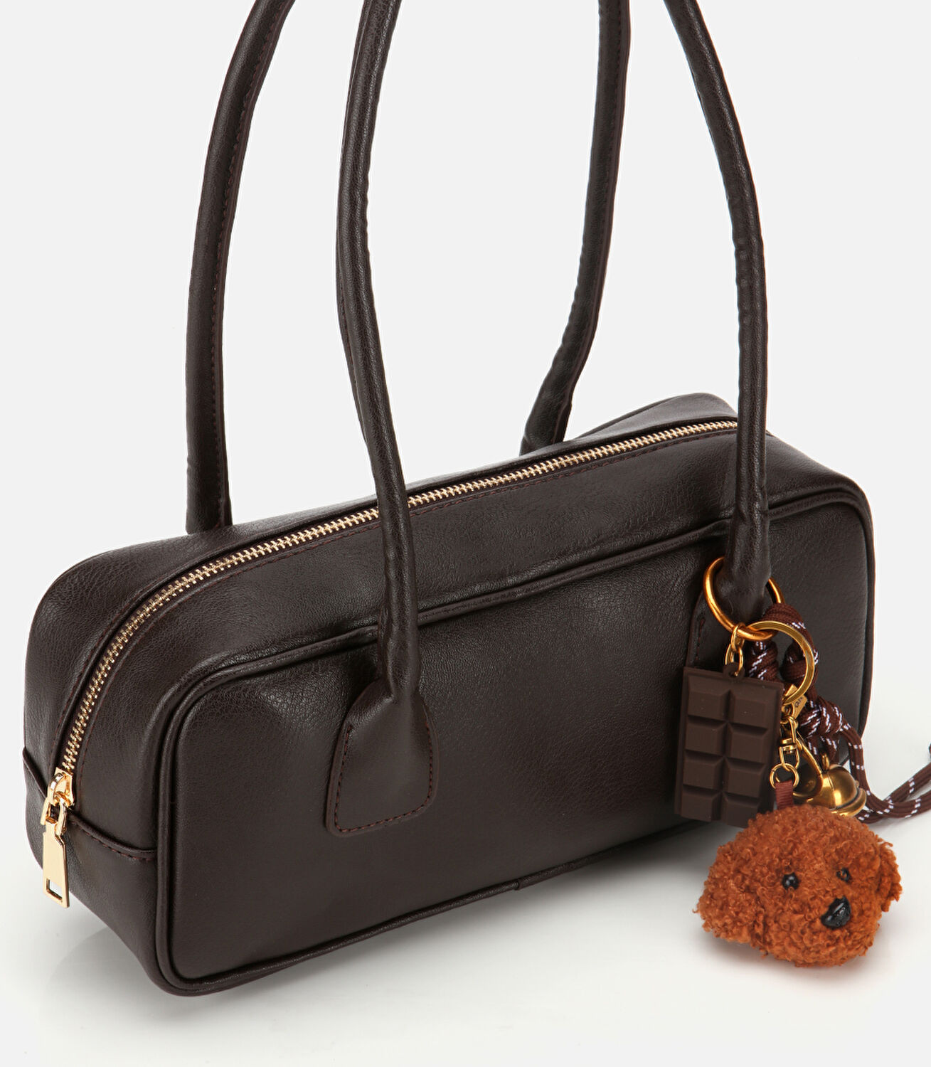 Kadın Kahverengi Charm Detaylı Omuz Çantası