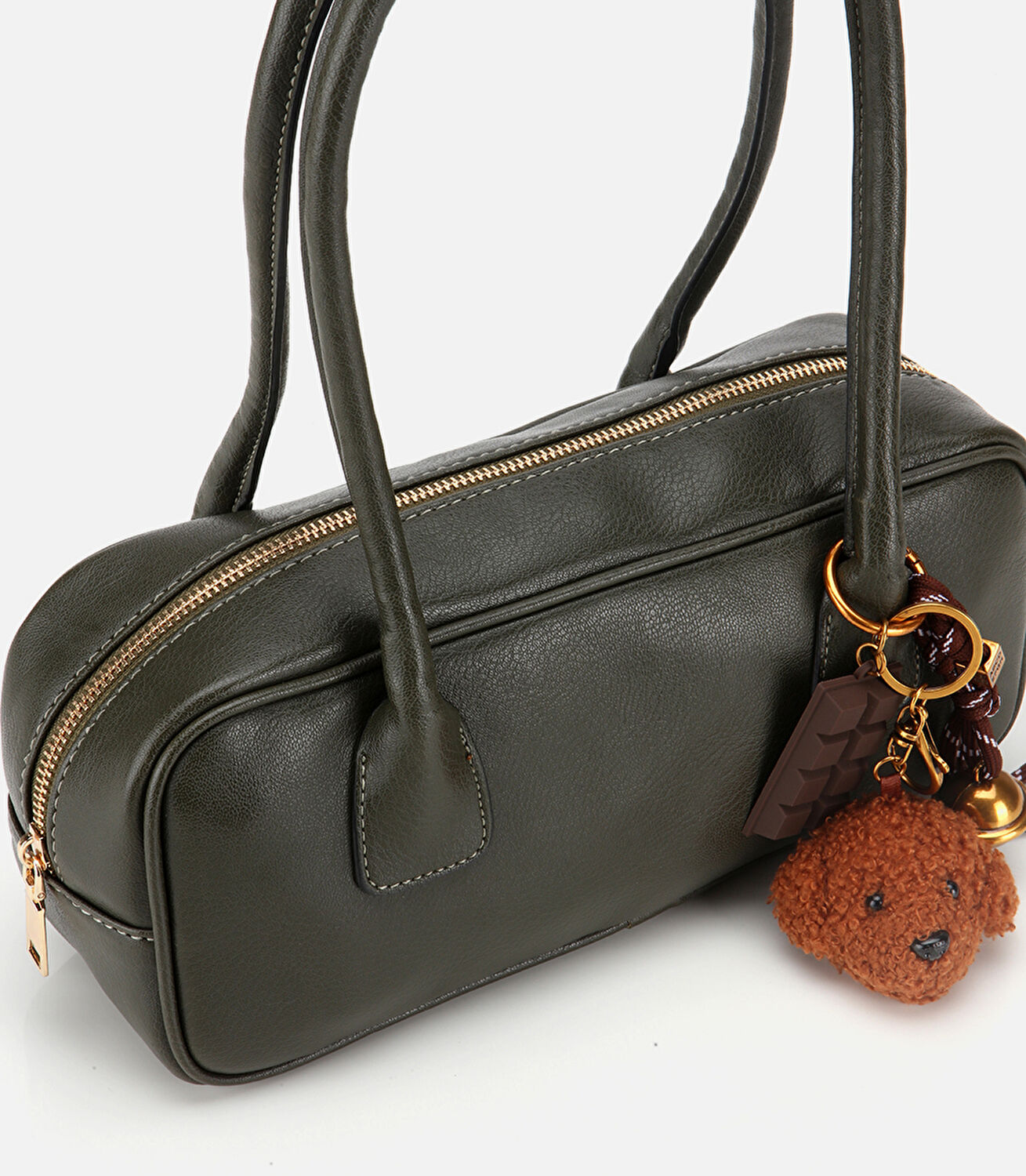 Kadın Haki Charm Detaylı Omuz Çantası