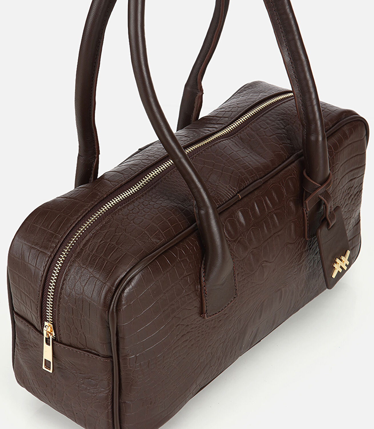 Kadın Deri Kahverengi Bowling Omuz Çantası