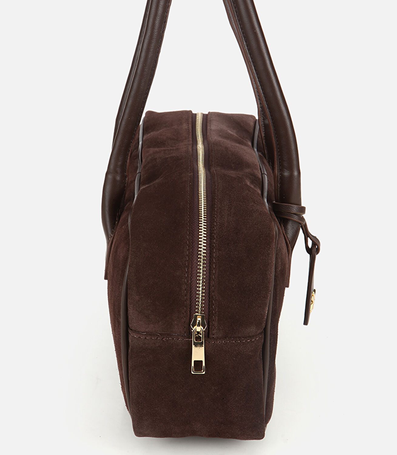 Kadın Süet Deri Kahverengi Bowling Omuz Çantası