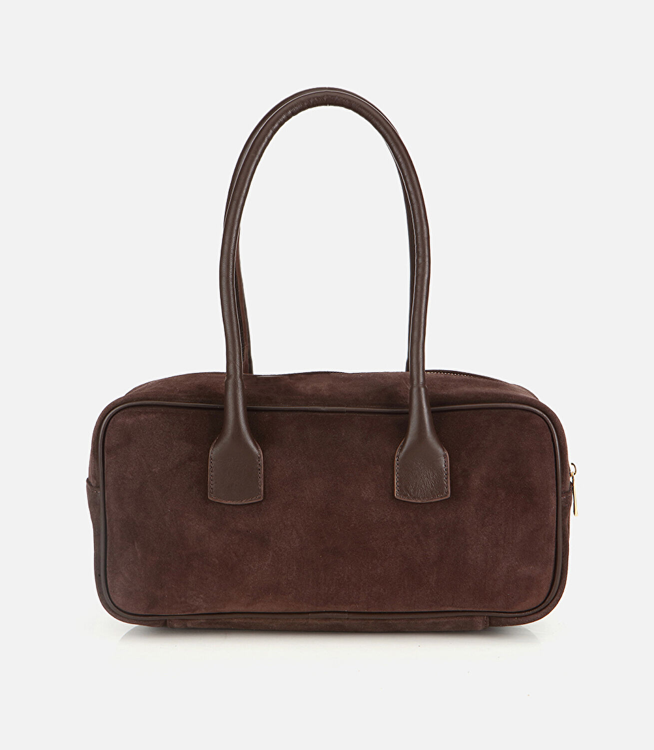 Kadın Süet Deri Kahverengi Bowling Omuz Çantası