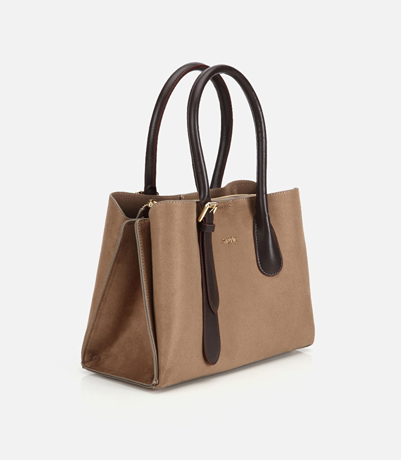 Kadın Süet Vizon Kemer Detaylı Omuz Çantası