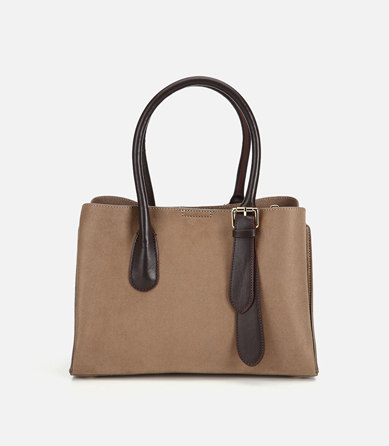 Kadın Süet Vizon Kemer Detaylı Omuz Çantası