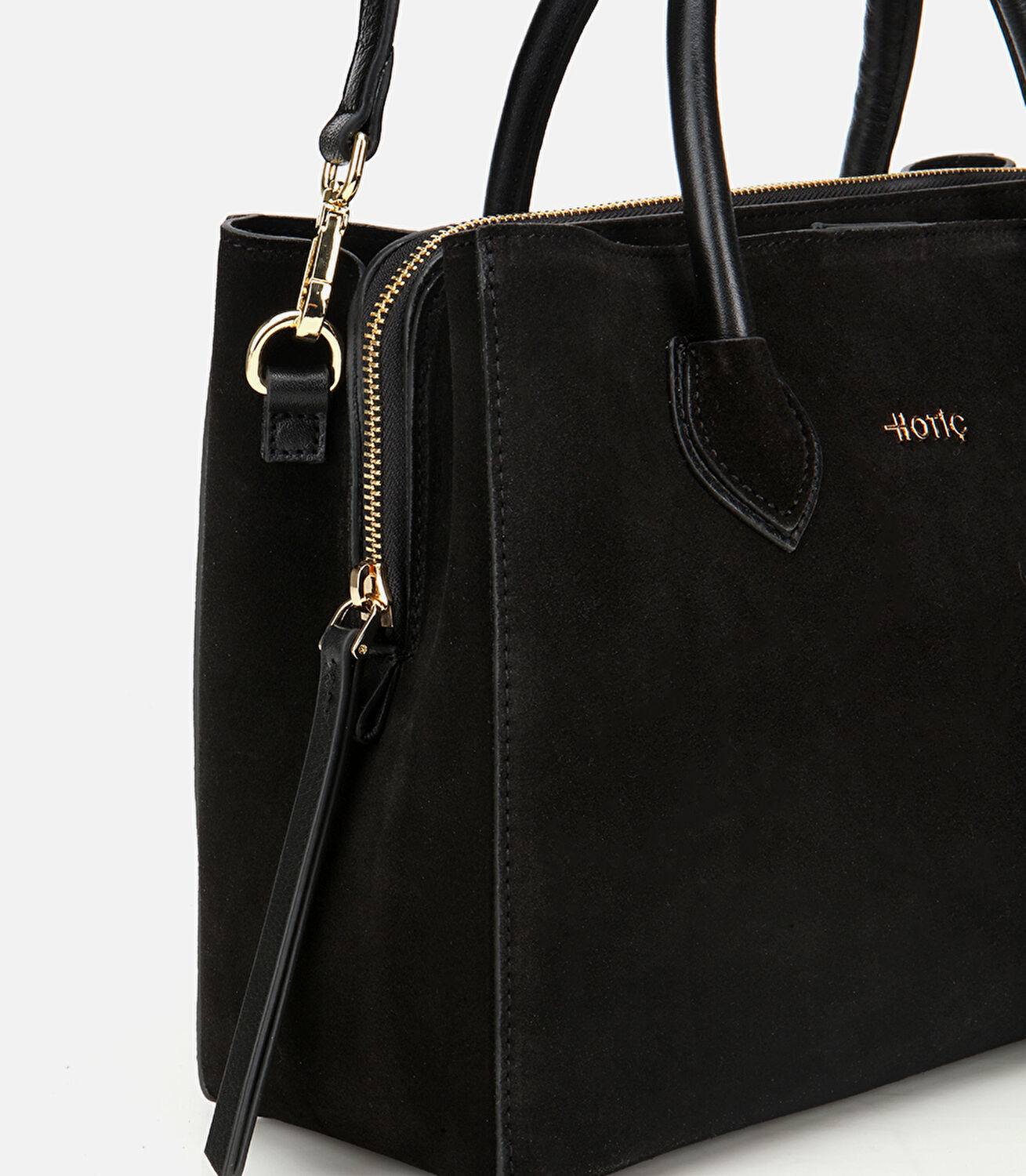 Kadın Süet Deri Siyah Tote Çanta