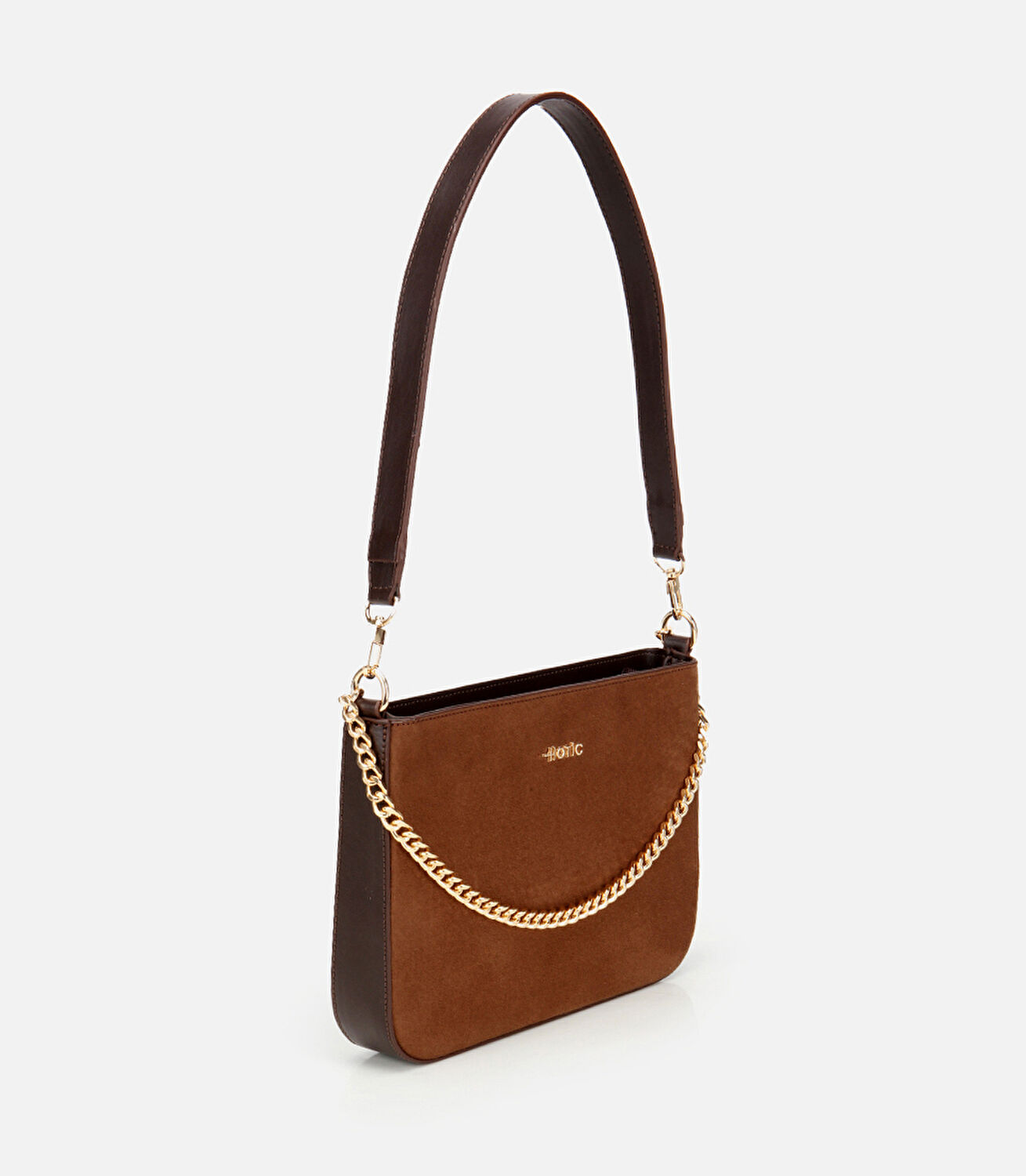 Kadın Süet Taba Gold Zincir Detaylı Omuz Çantası