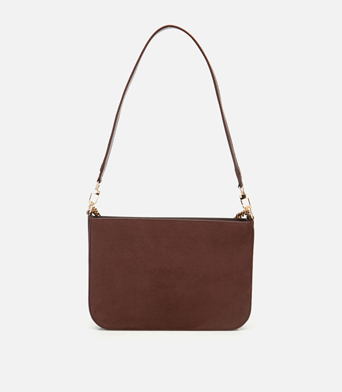 Kadın Süet Kahverengi Gold Zincir Detaylı Omuz Çantası