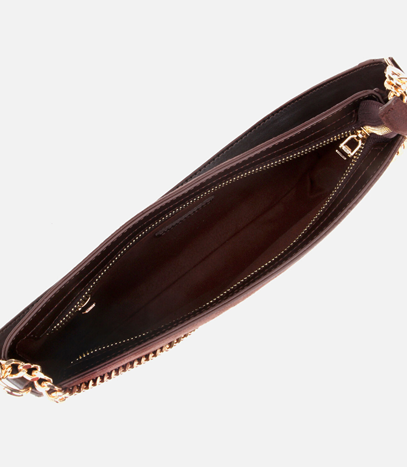 Kadın Süet Kahverengi Gold Zincir Detaylı Omuz Çantası