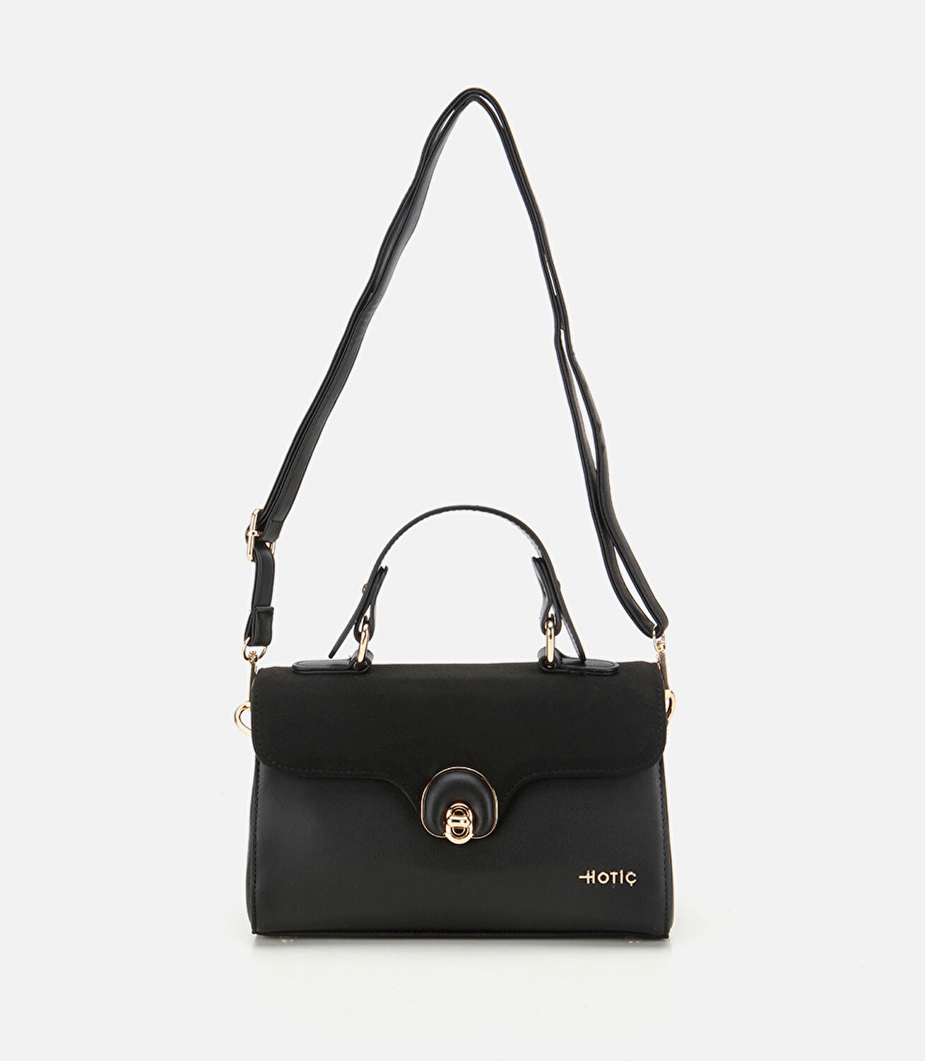 Kadın Siyah Kilit Detaylı Omuz Çantası