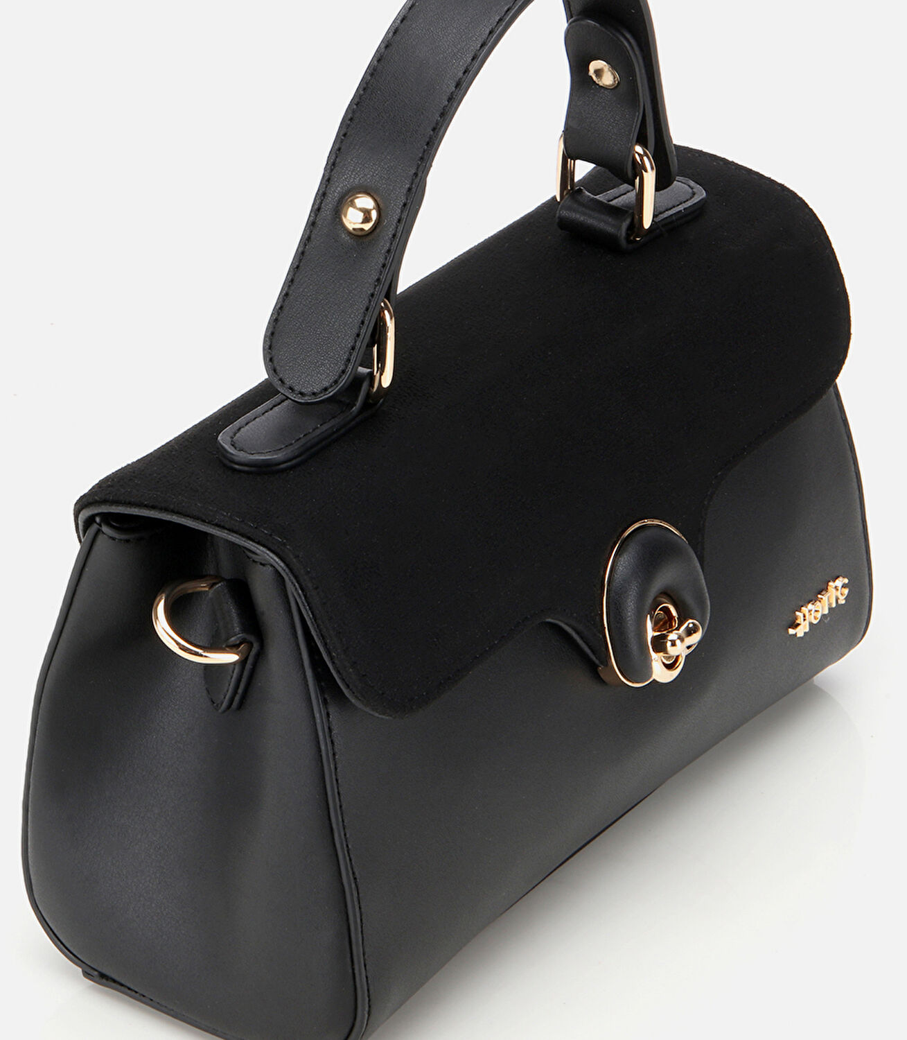 Kadın Siyah Kilit Detaylı Omuz Çantası