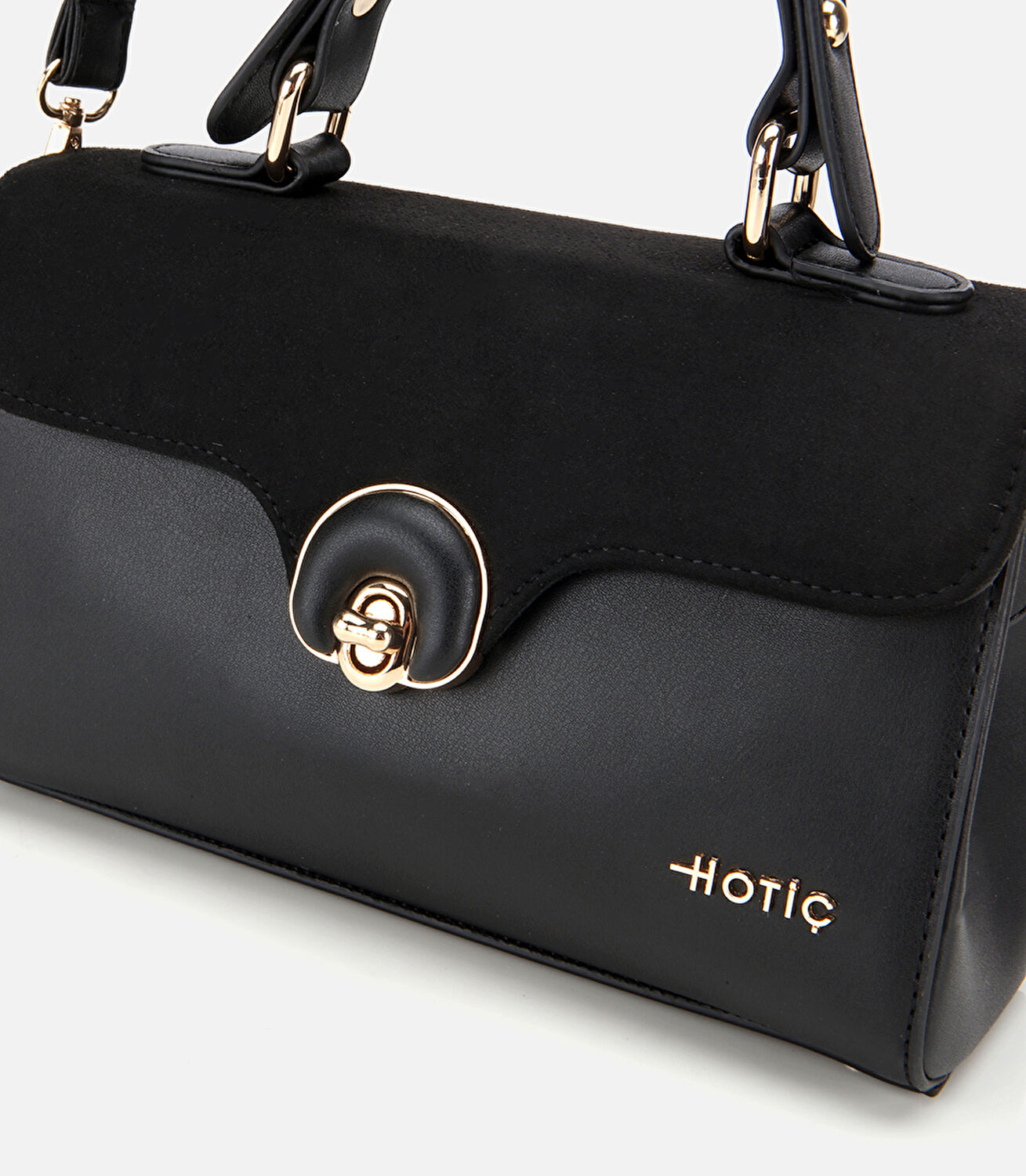 Kadın Siyah Kilit Detaylı Omuz Çantası