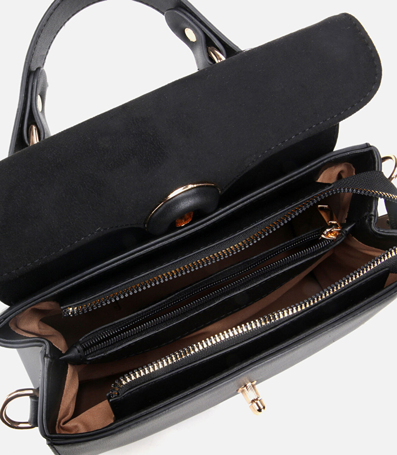 Kadın Siyah Kilit Detaylı Omuz Çantası